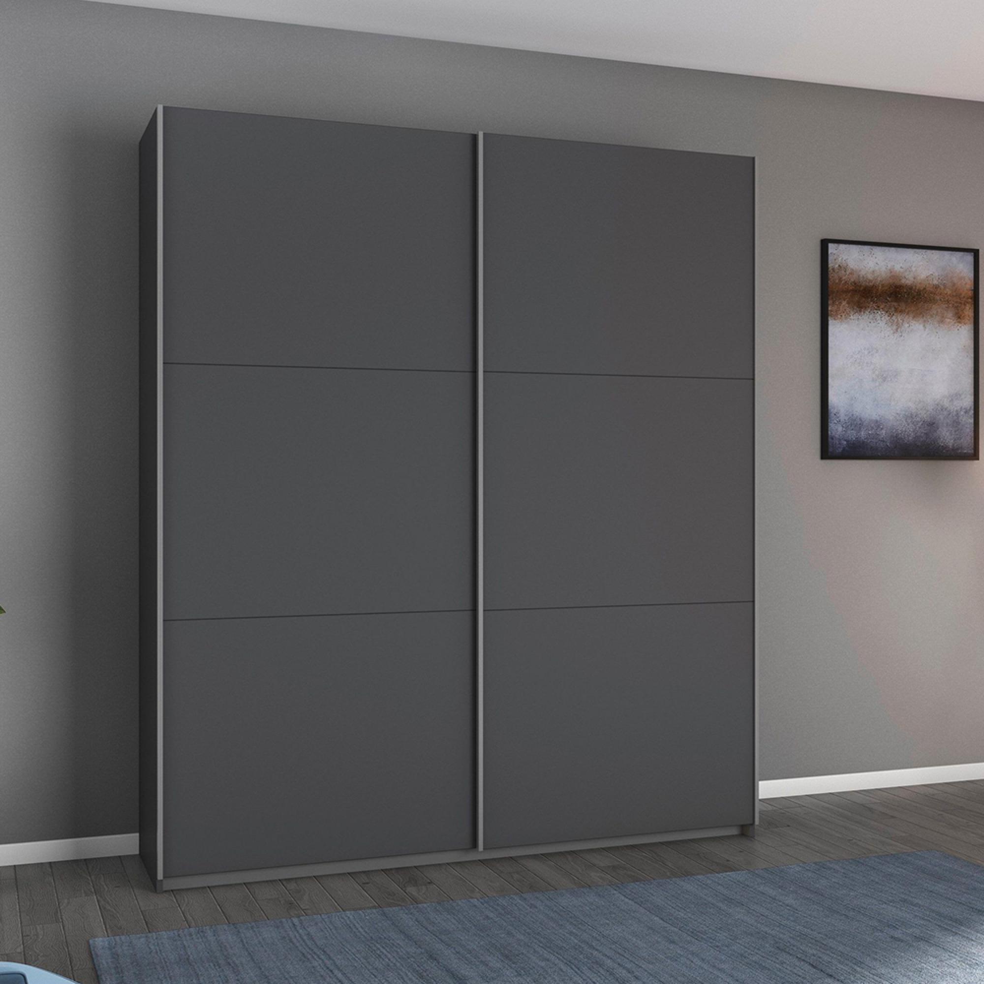 Aurelio Sliding Wardrobe - 175cm - 2 Door - Metallic Grey