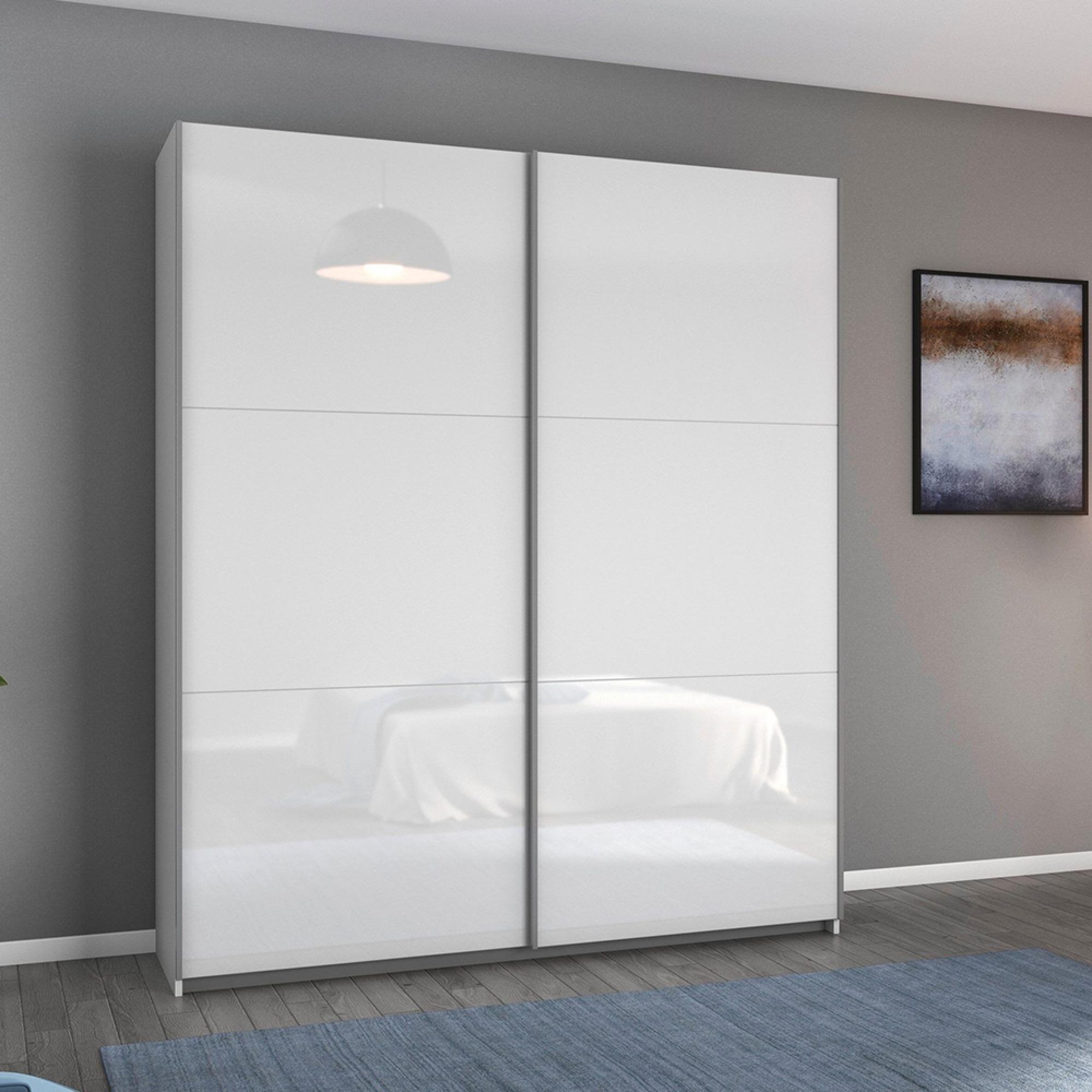 Aurelio Sliding Wardrobe - 175cm - 2 Door - White Gloss