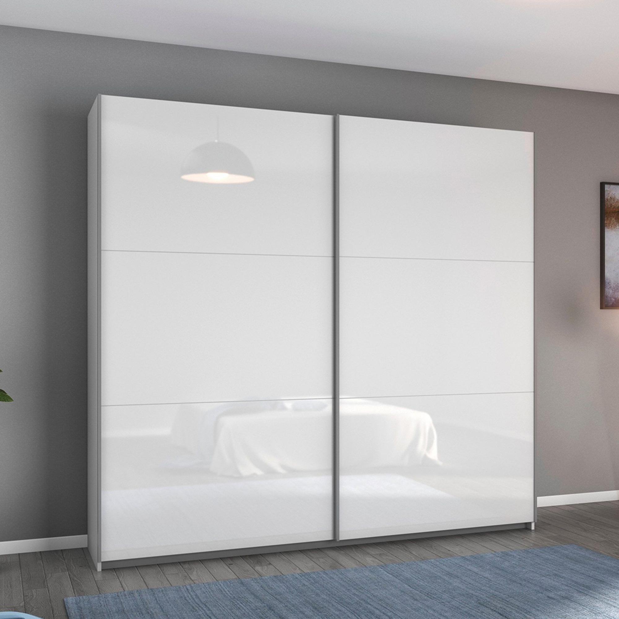 Aurelio Sliding Wardrobe - 218cm - 2 Door - White Gloss