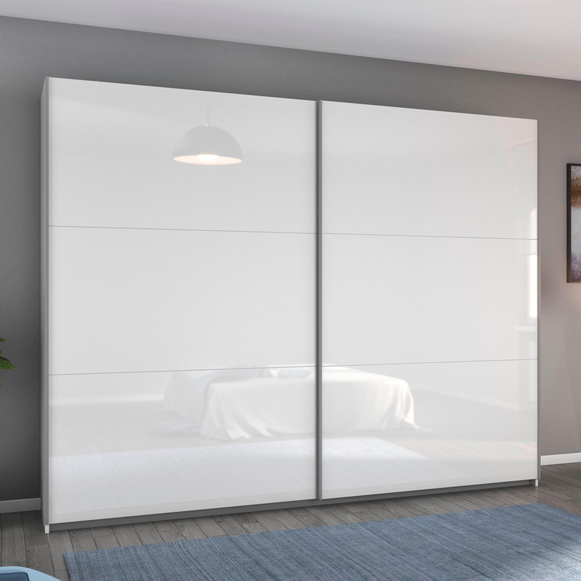 Aurelio Sliding Wardrobe - 261cm - 2 Door - White Gloss