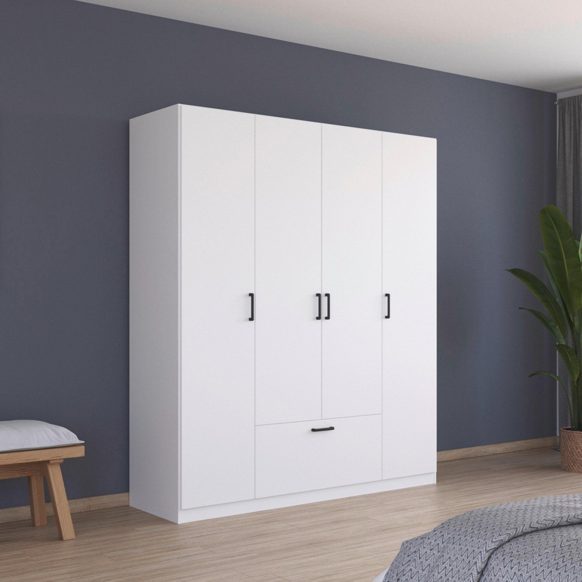 Bari Wardrobe - 181cm - 4 Door - Alpine White