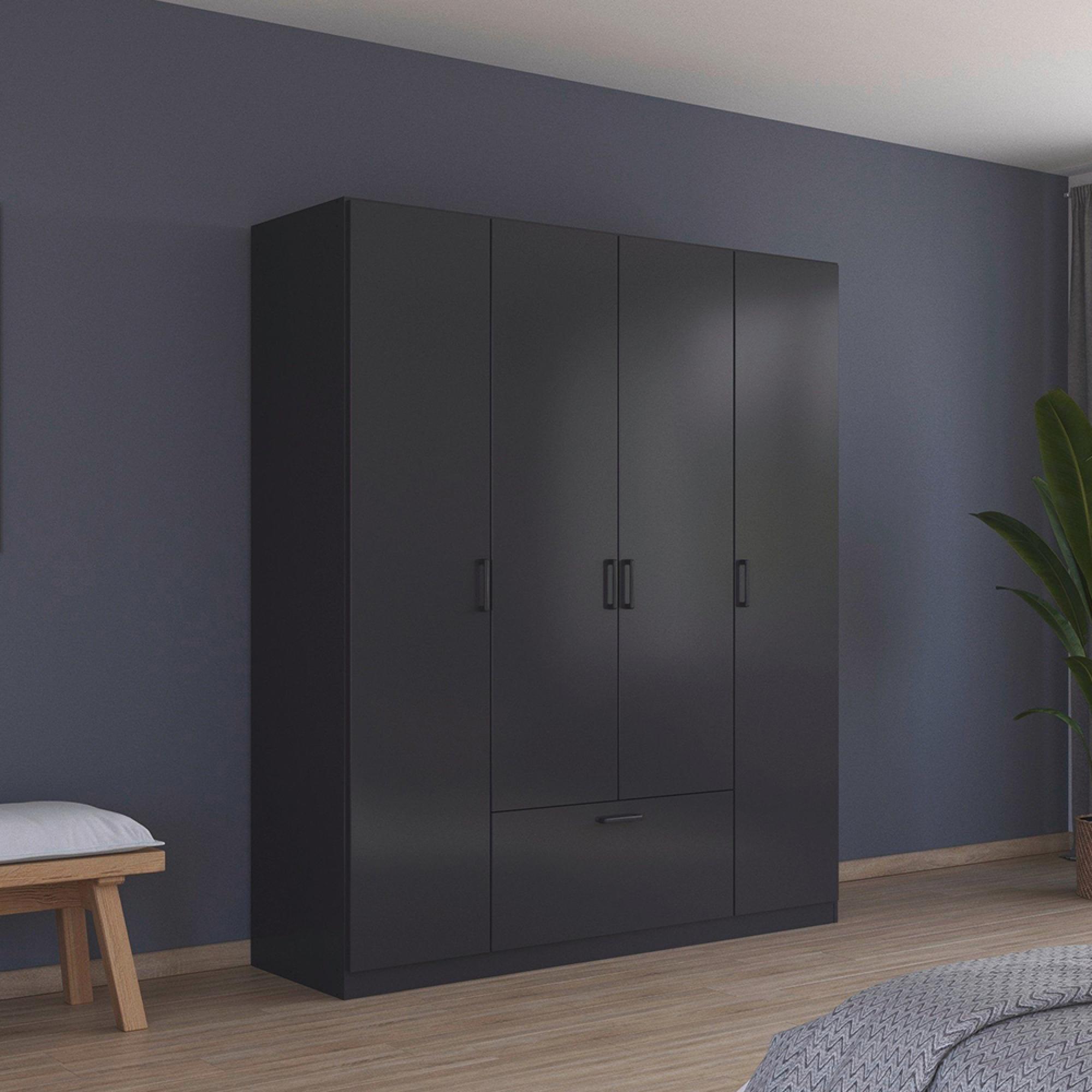 Bari Wardrobe - 181cm - 4 Door - Metallic Grey