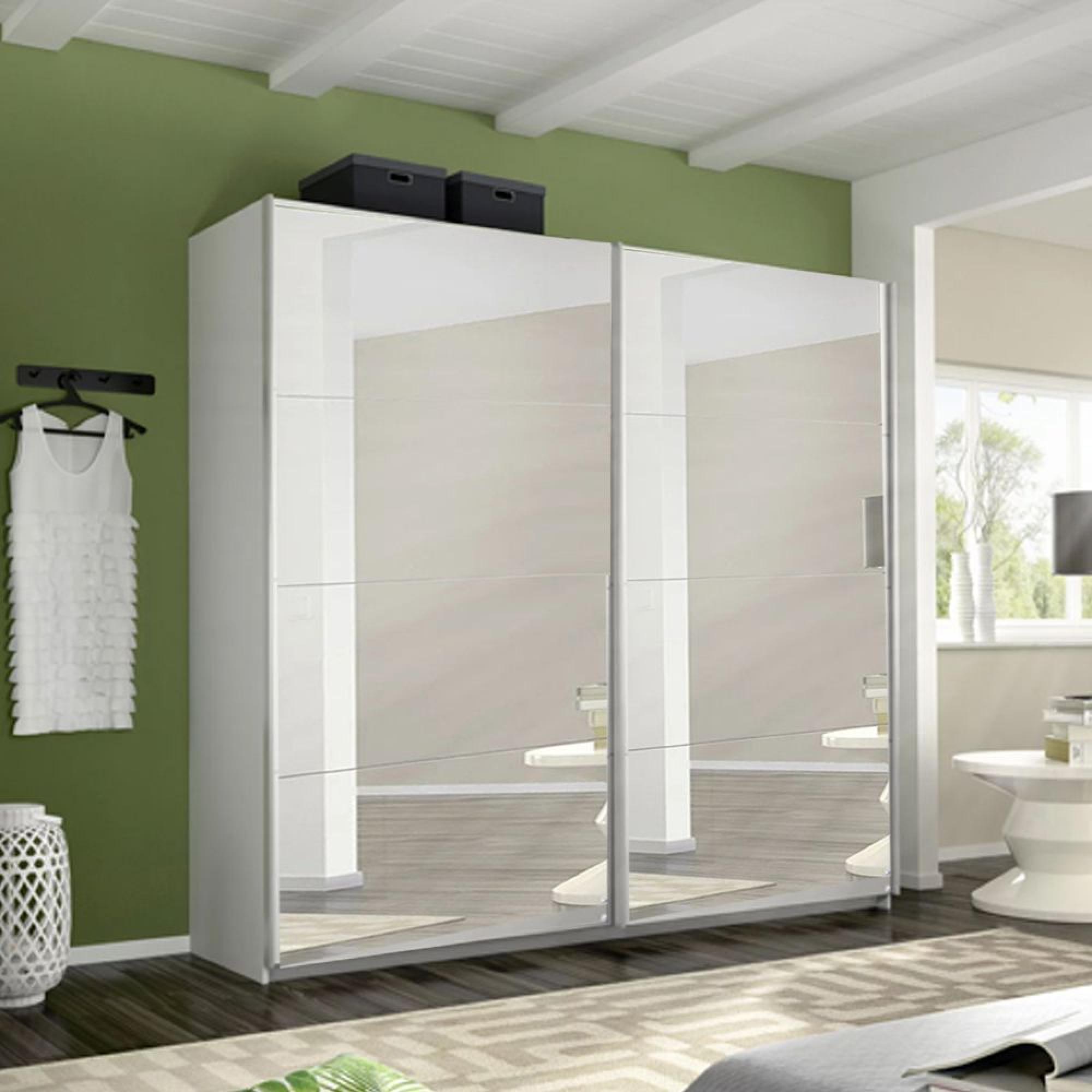 Belluno Sliding Wardrobe - 226cm - 2 Door - Mirrored - Alpine White