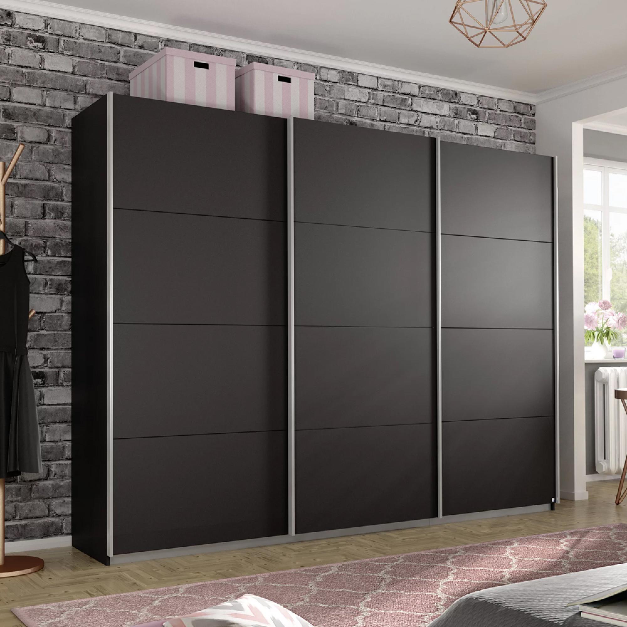 Belluno Sliding Wardrobe - 271cm - 3 Door - Metallic Dark Grey
