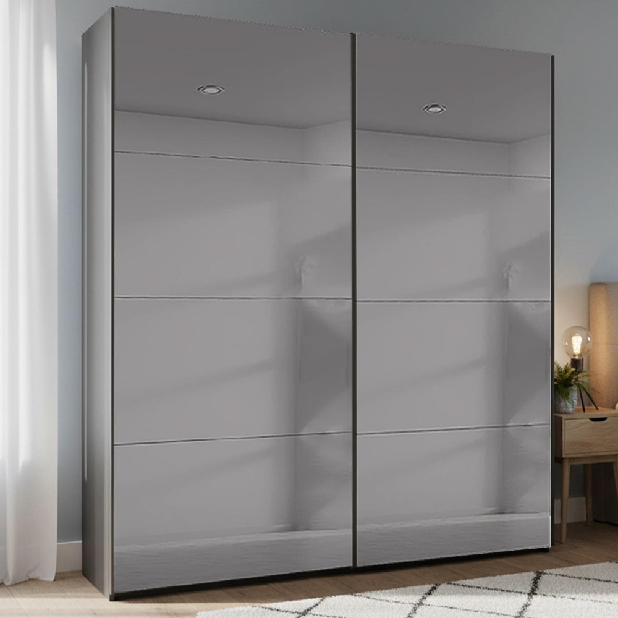 Beluga Extra Sliding Wardrobe - 181cm - 2 Door - Grey Mirrored - Graphite