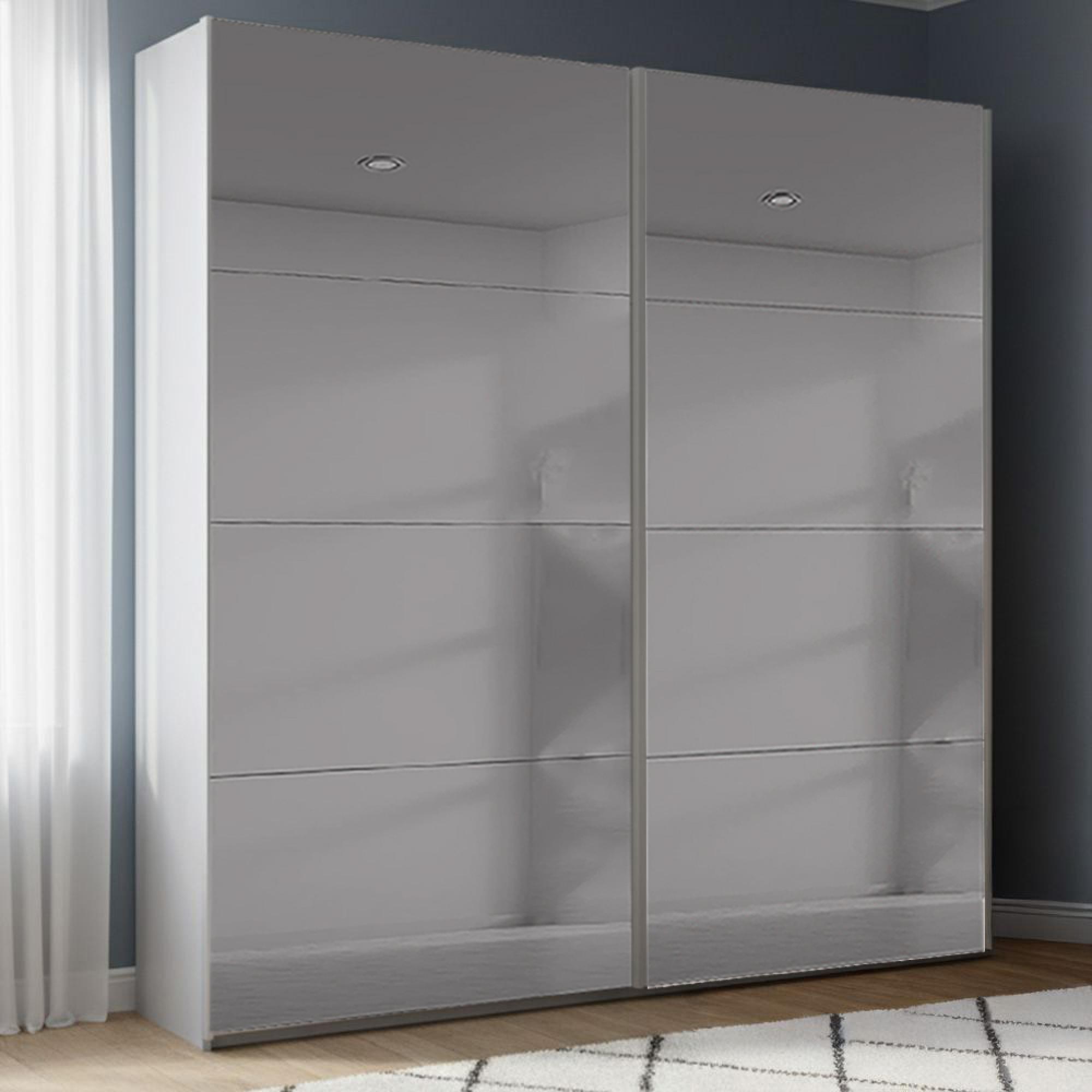 Beluga Extra Sliding Wardrobe - 181cm - 2 Door - Grey Mirrored - Silk Grey