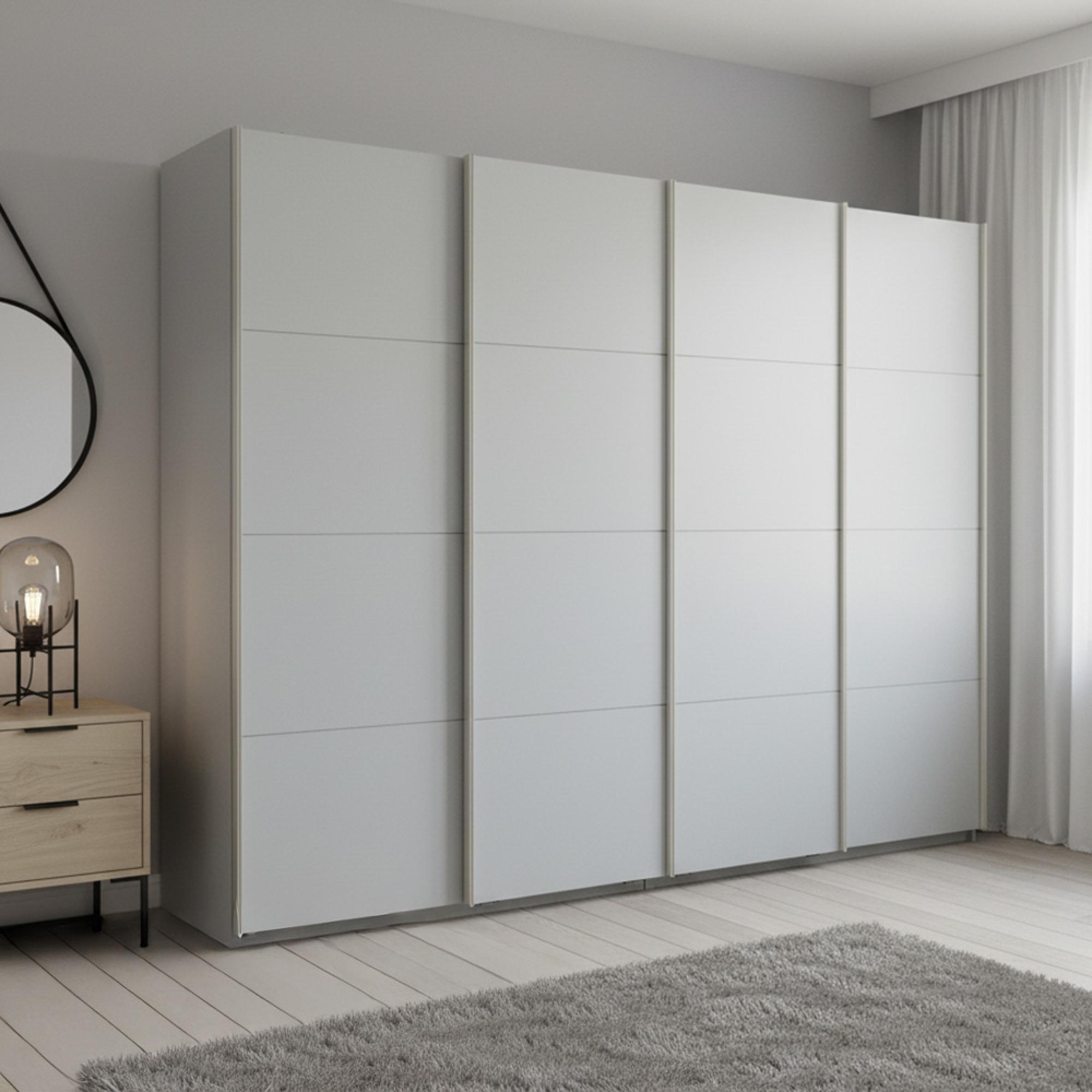 Beluga Extra Sliding Wardrobe - 271cm - 4 Door - Silk Grey
