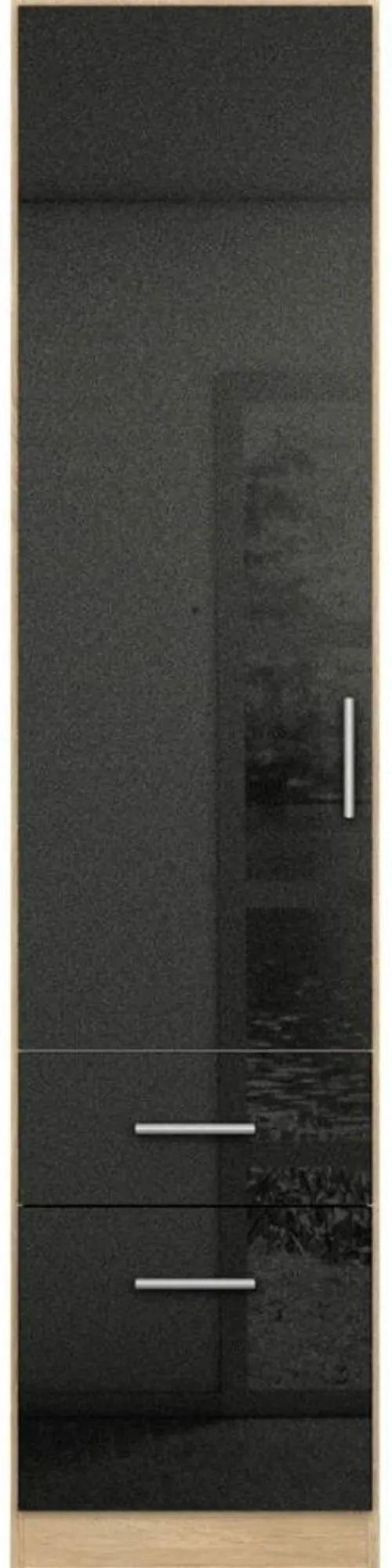 Celle Wardrobe - 47cm - 1 Door - Black & Oak - LH