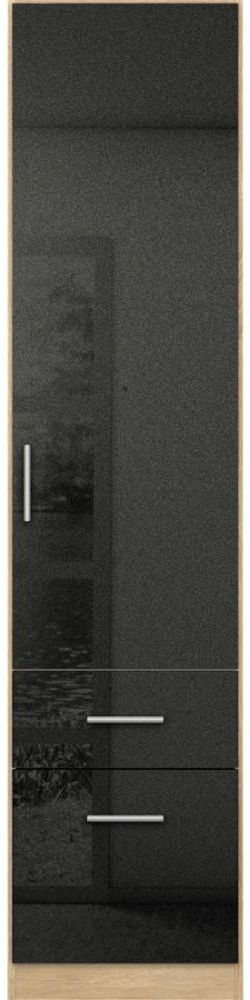 Celle Wardrobe - 47cm - 1 Door - Combi - Black & Oak - RH