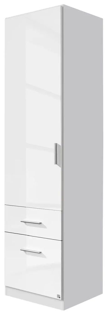 Celle Wardrobe - 47cm - White Gloss with Drawers - LH Door