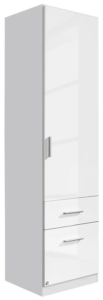 Celle Wardrobe - 47cm - White Gloss with Drawers - RH Door