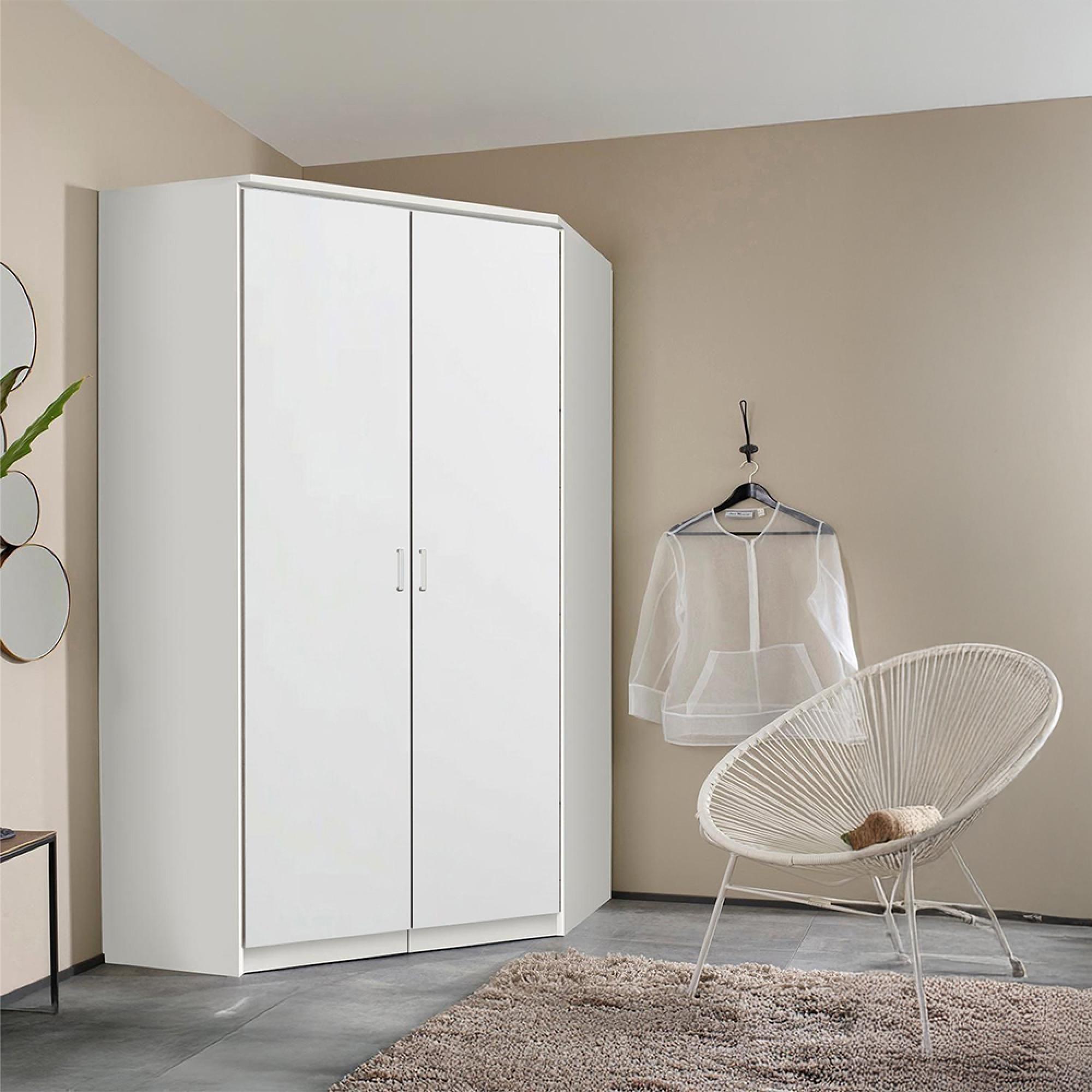 Celle Wardrobe - 117cm - 2 Door Corner - Alpine White