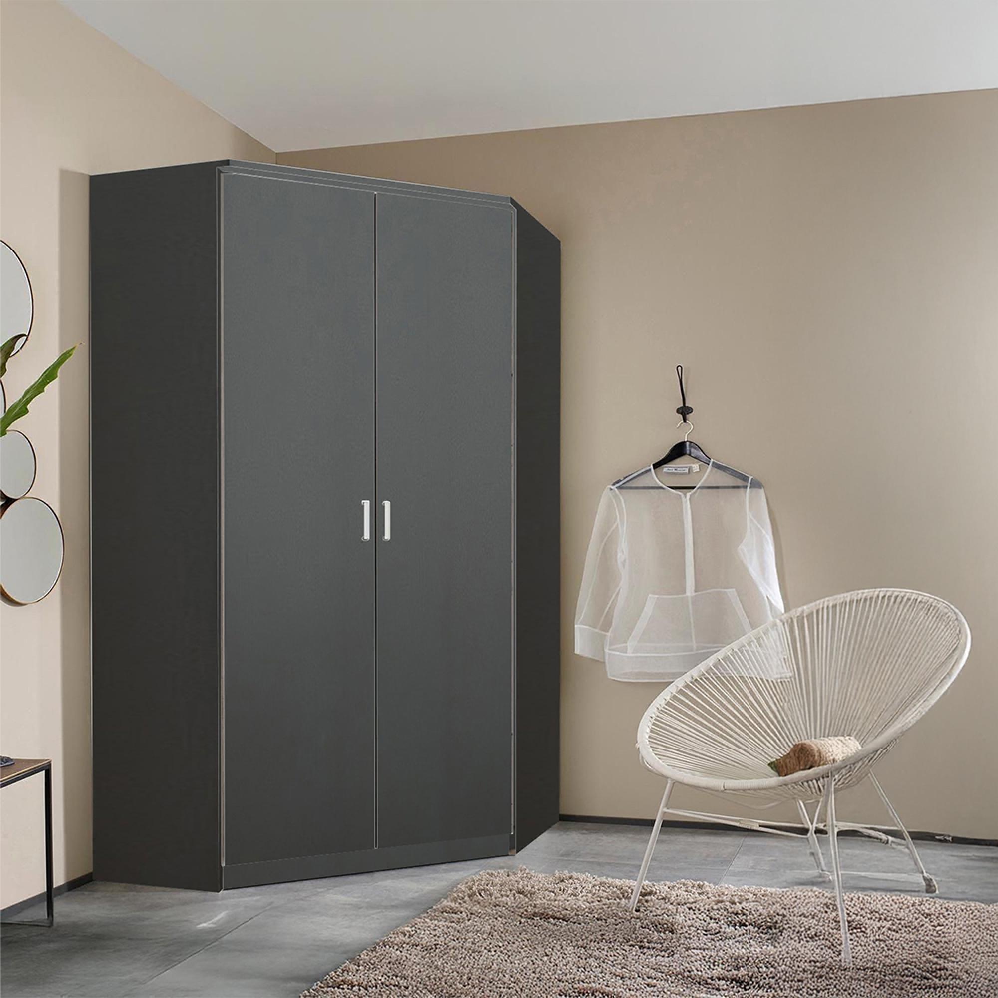 Celle Wardrobe - 117cm - 2 Door Corner - Metallic Dark Grey