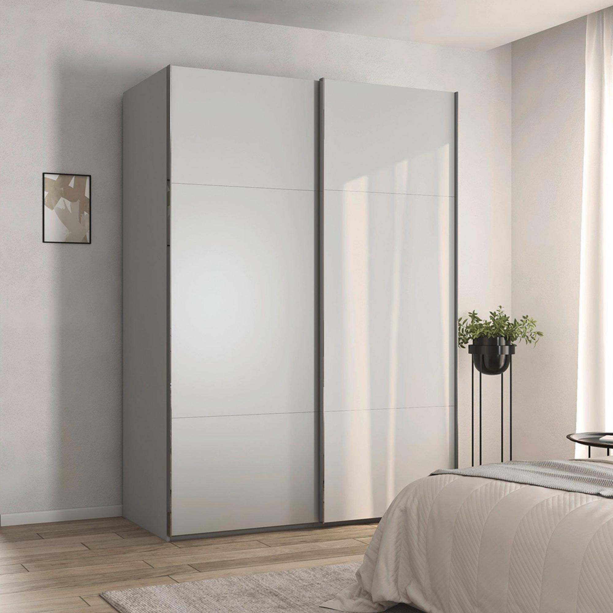 Contido Sliding Wardrobe - 162cm - 2 Door - with Extras - Silk Grey