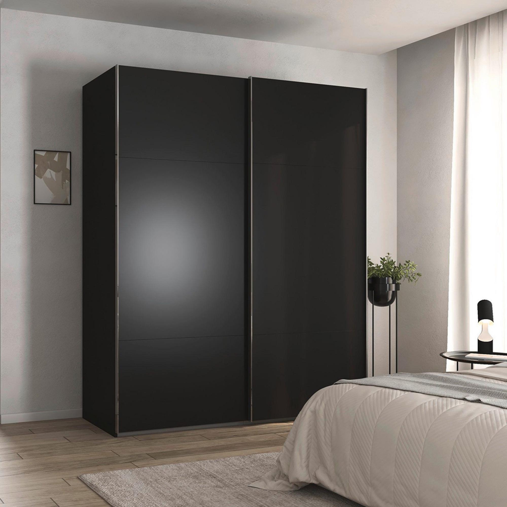 Contido Sliding Wardrobe - 181cm - 2 Door - with Extras - Black