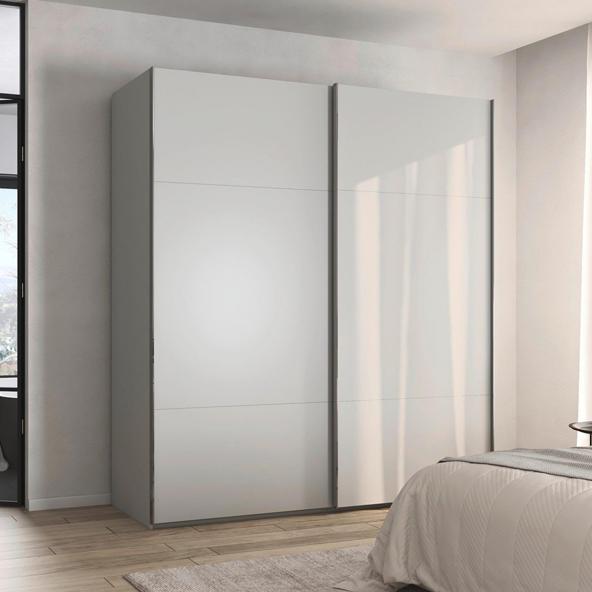 Contido Sliding Wardrobe - 201cm - 2 Door - with Extras - Silk Grey