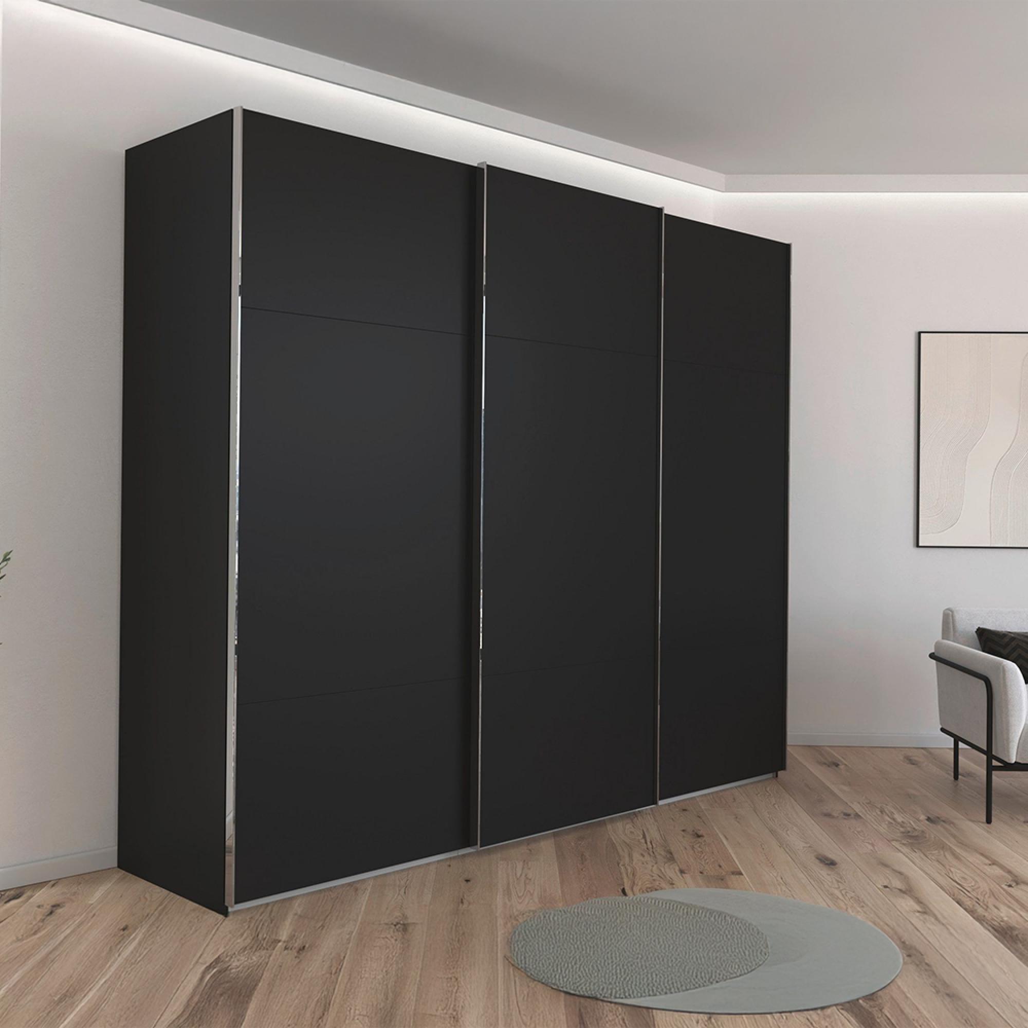 Contido Sliding Wardrobe - 271cm - 3 Door - with Extras - Black