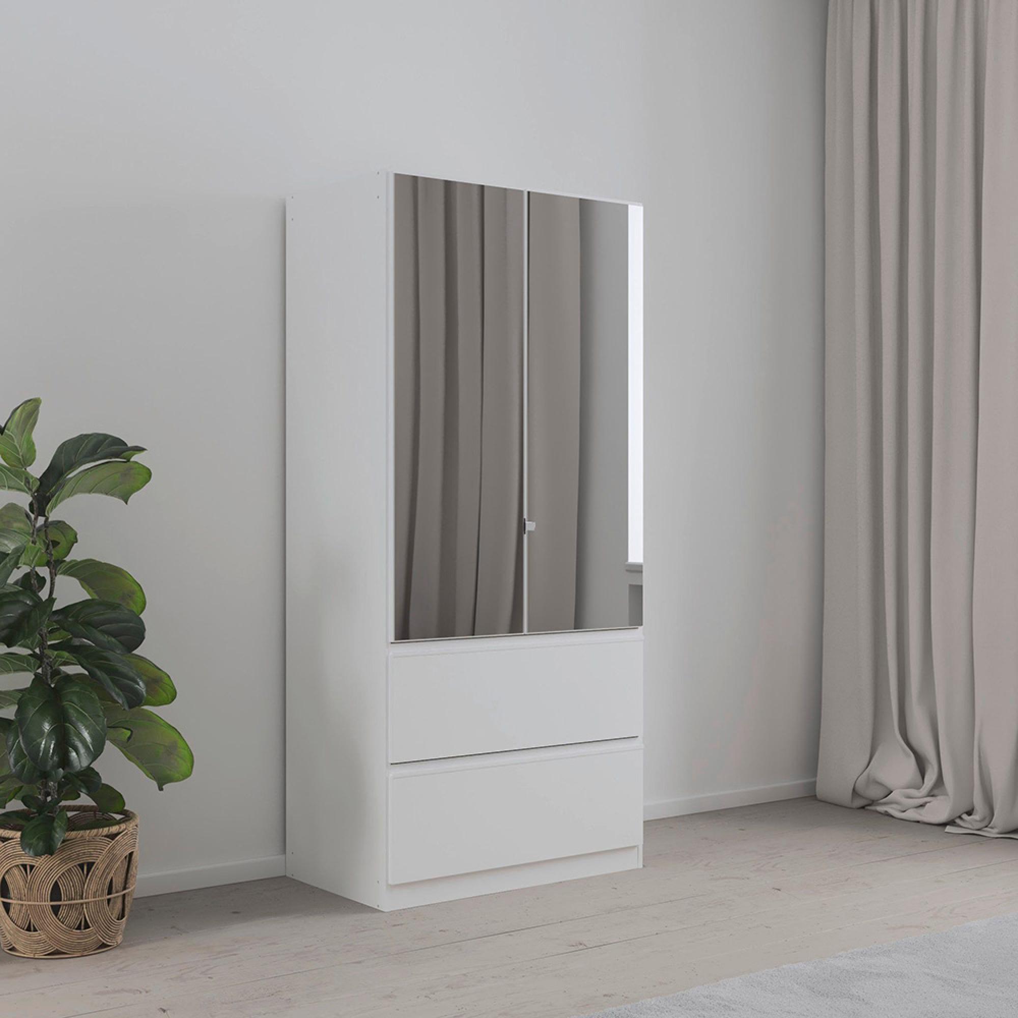 Costa Wardrobe - 91cm - 2 Door - Combi - Alpine White