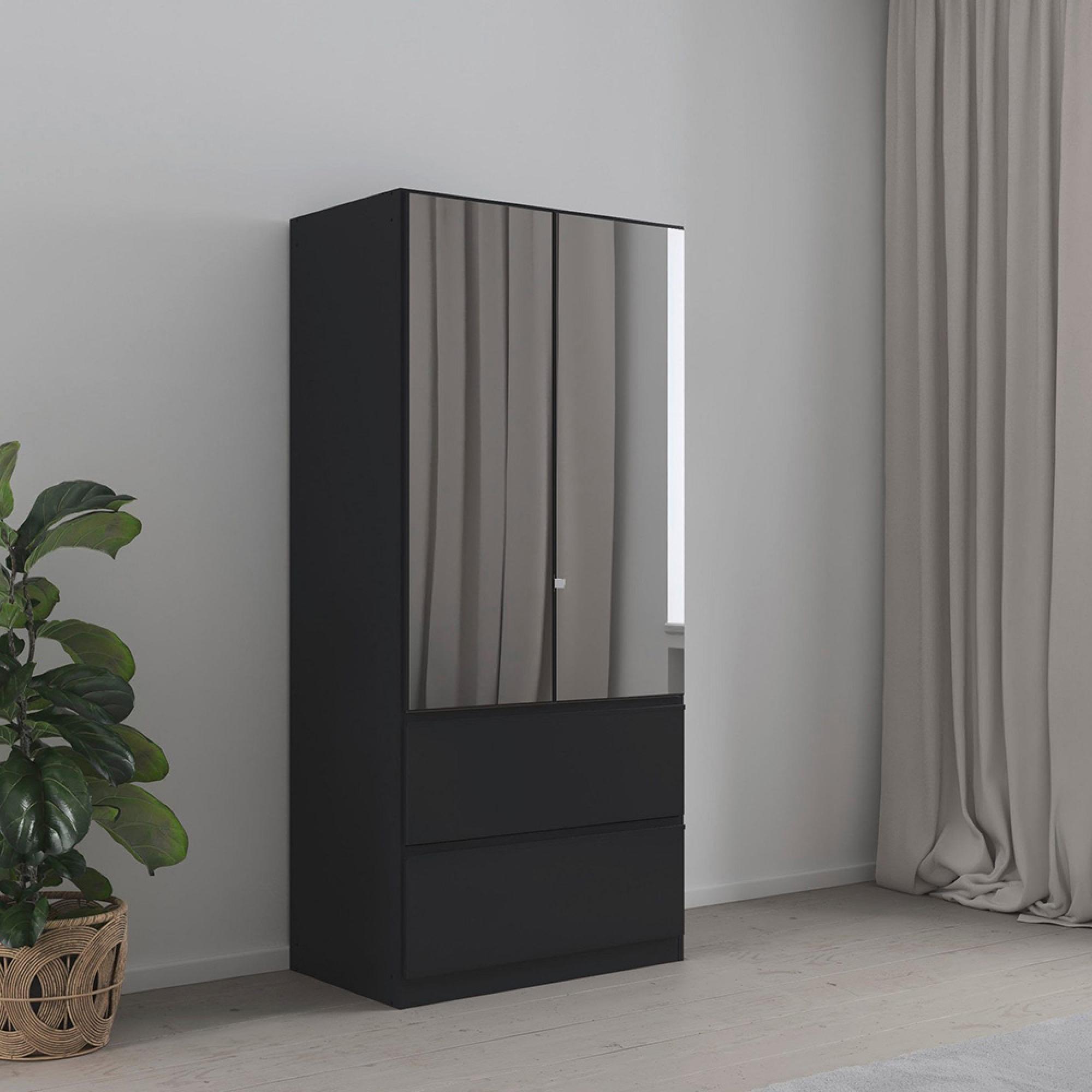 Costa Wardrobe - 91cm - 2 Door - Combi - Metallic Dark Grey