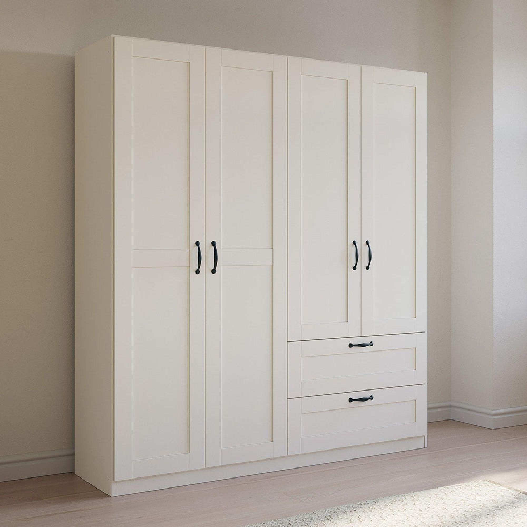 Cottage Wardrobe - 181cm - 4 Door - 2 Drawers - Alpine White