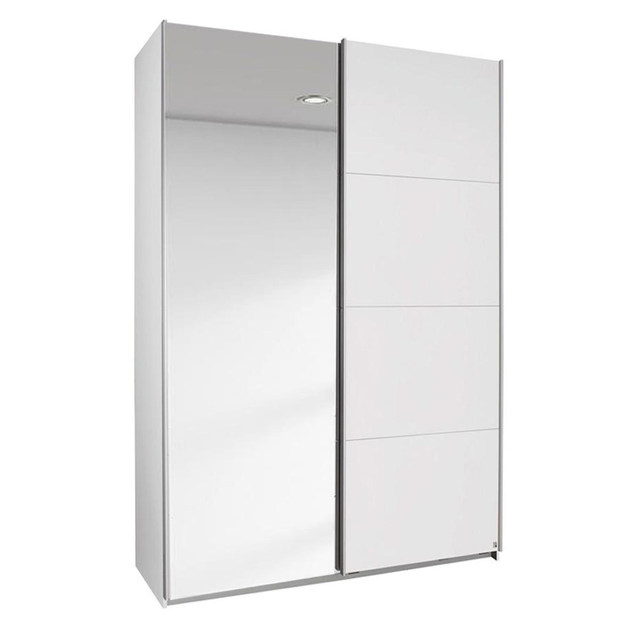 Elegant4you Sliding Wardrobe - 136cm - 2 Door - Mirror - Alpine White & White High Gloss