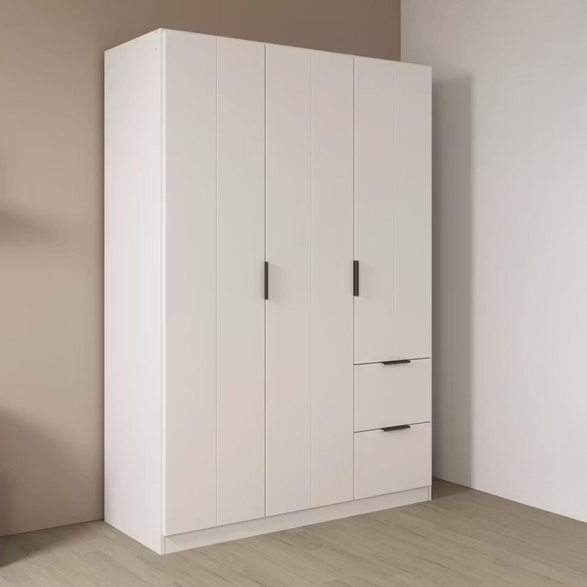 Ella Wardrobe - 136cm - 3 Door - 2 Drawer - Alpine White