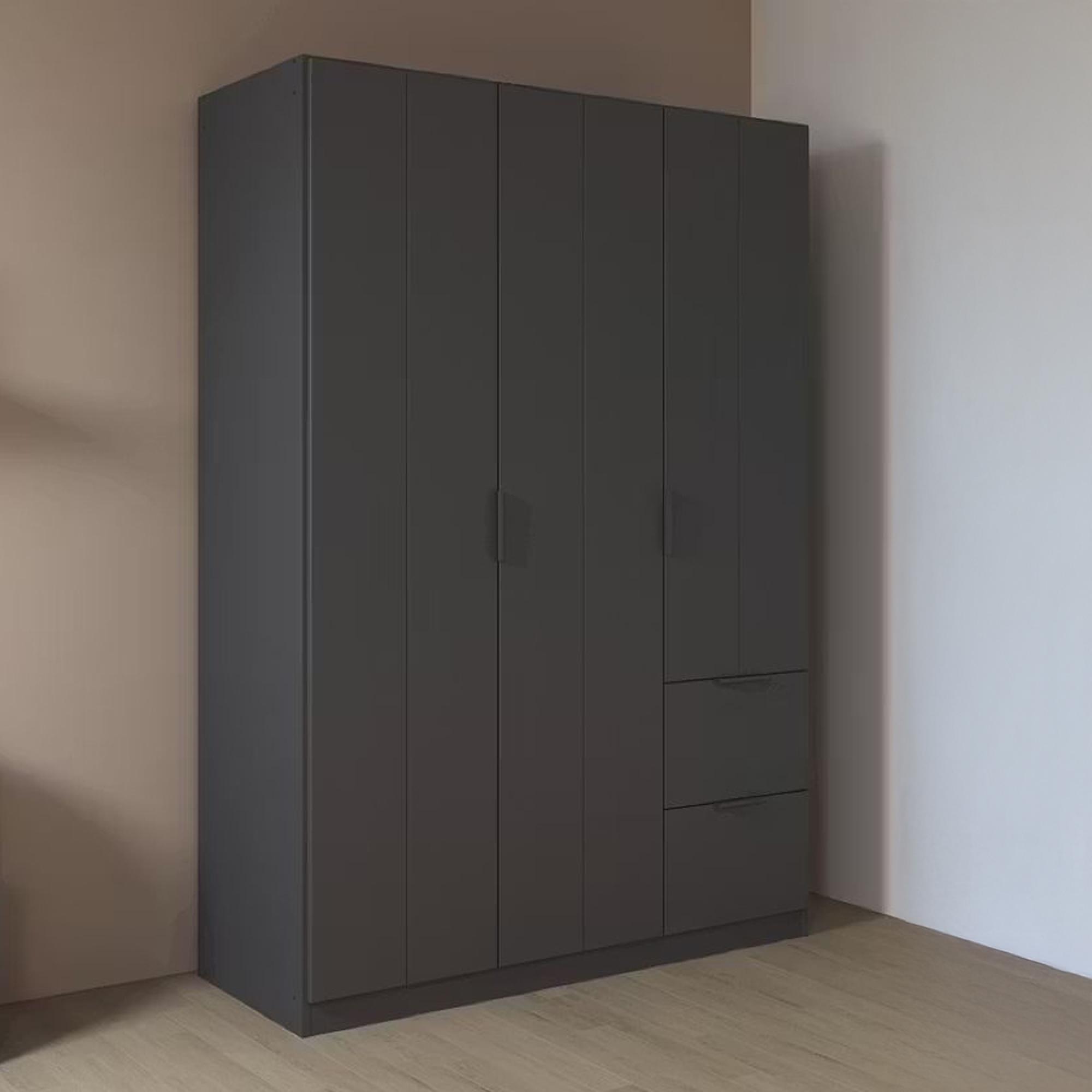 Ella Wardrobe - 136cm - 3 Door - 2 Drawer - Metallic Dark Grey
