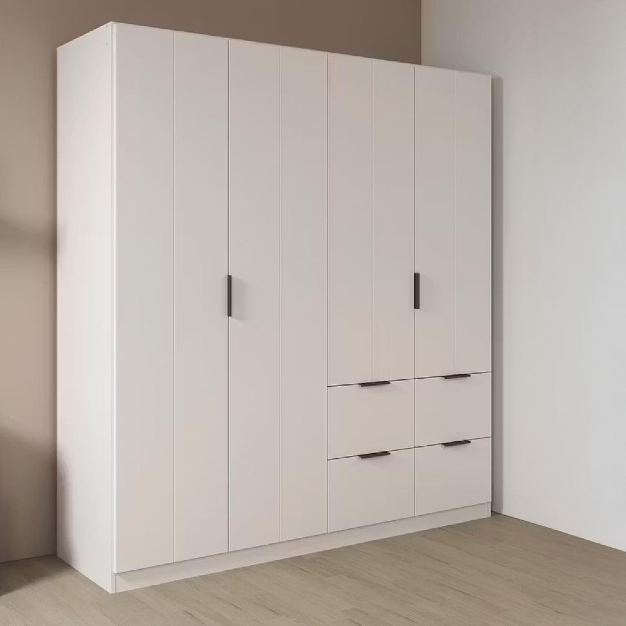 Ella Wardrobe - 181cm - 4 Door - 4 Drawer - Alpine White