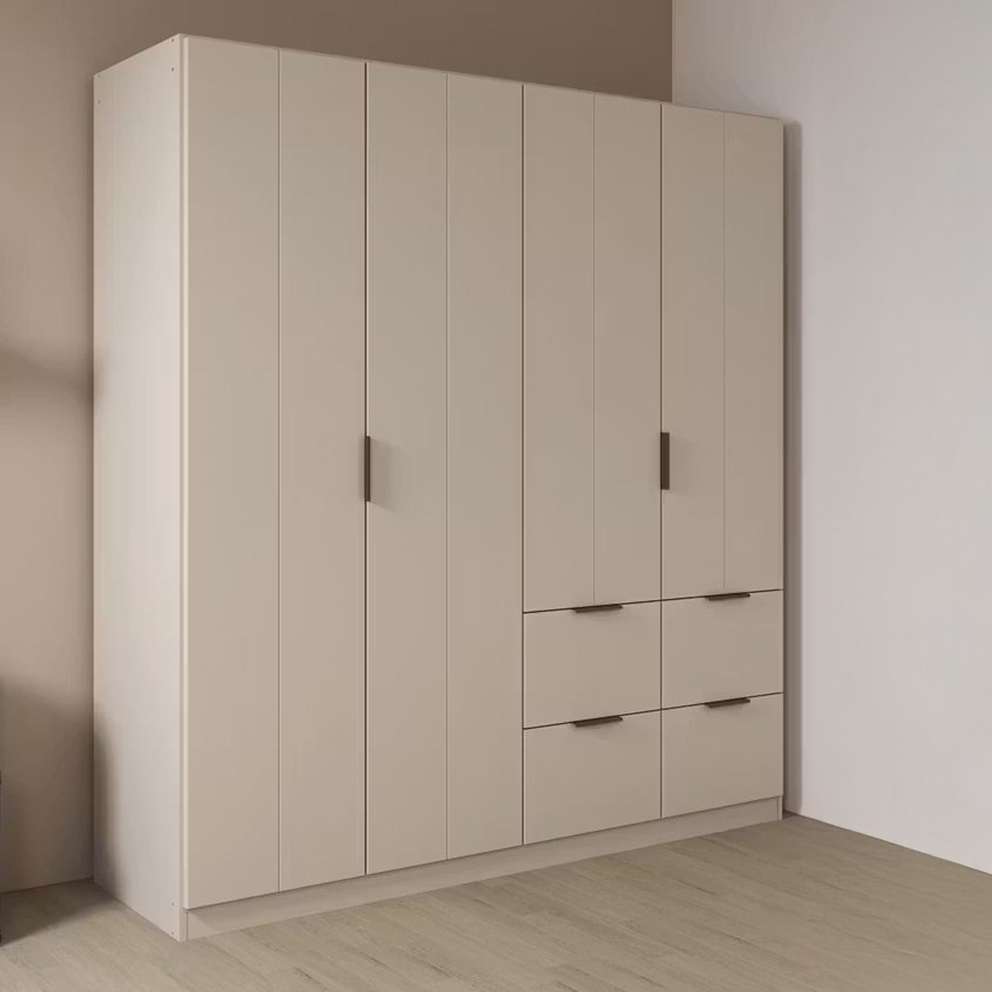 Ella Wardrobe - 181cm - 4 Door - 4 Drawer - Champagne