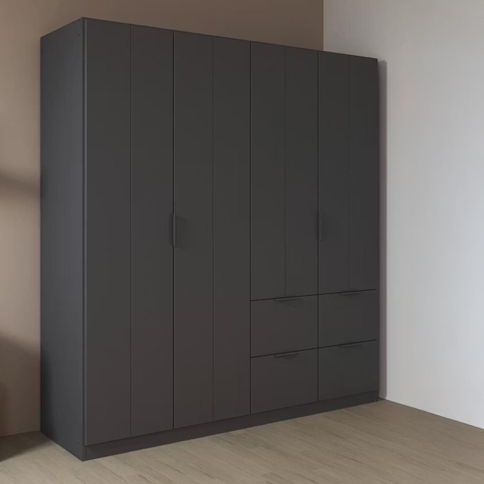 Ella Wardrobe - 181cm - 4 Door - 4 Drawer - Metallic Dark Grey