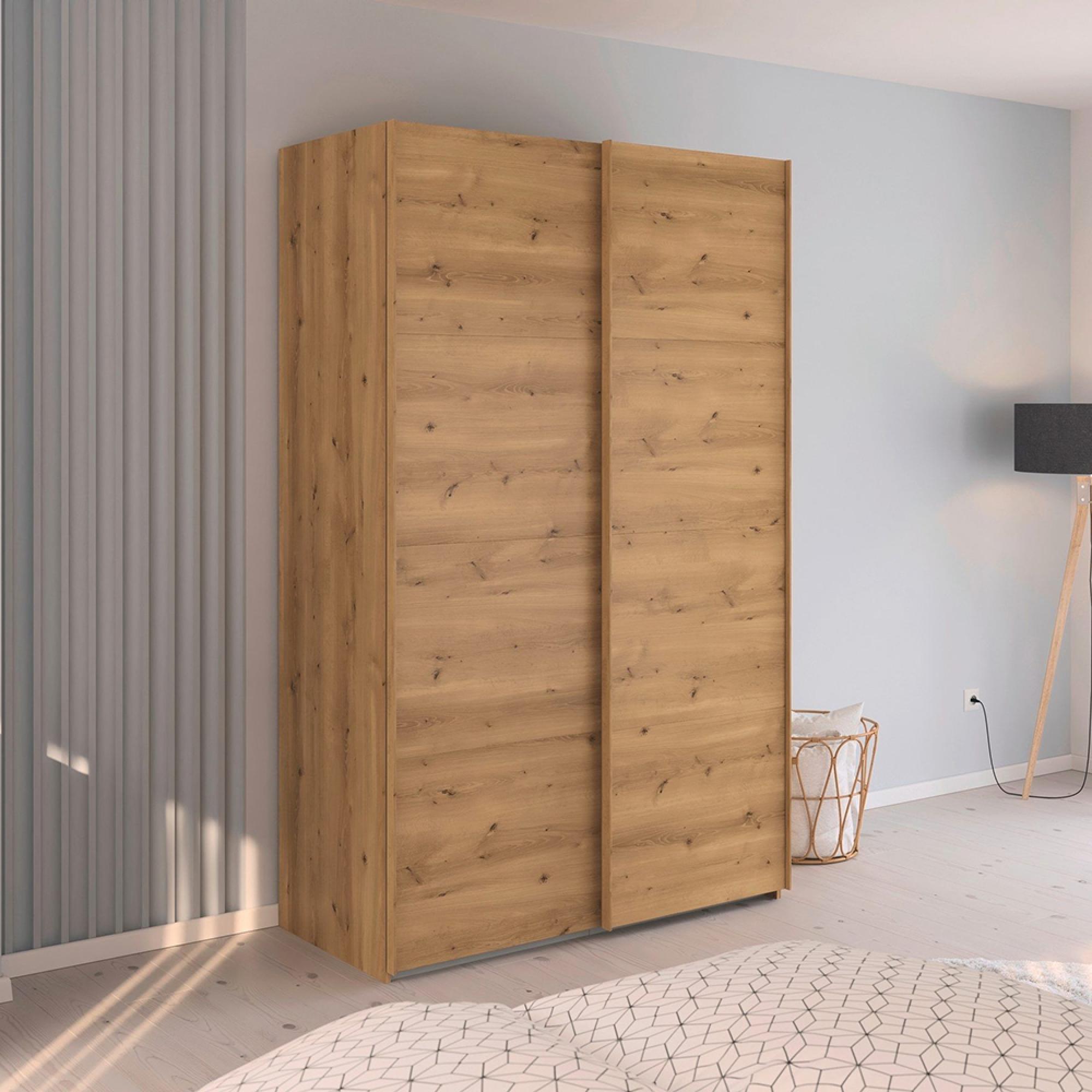 Evelyn Sliding Wardrobe - 137cm - 2 Door - Wild Oak