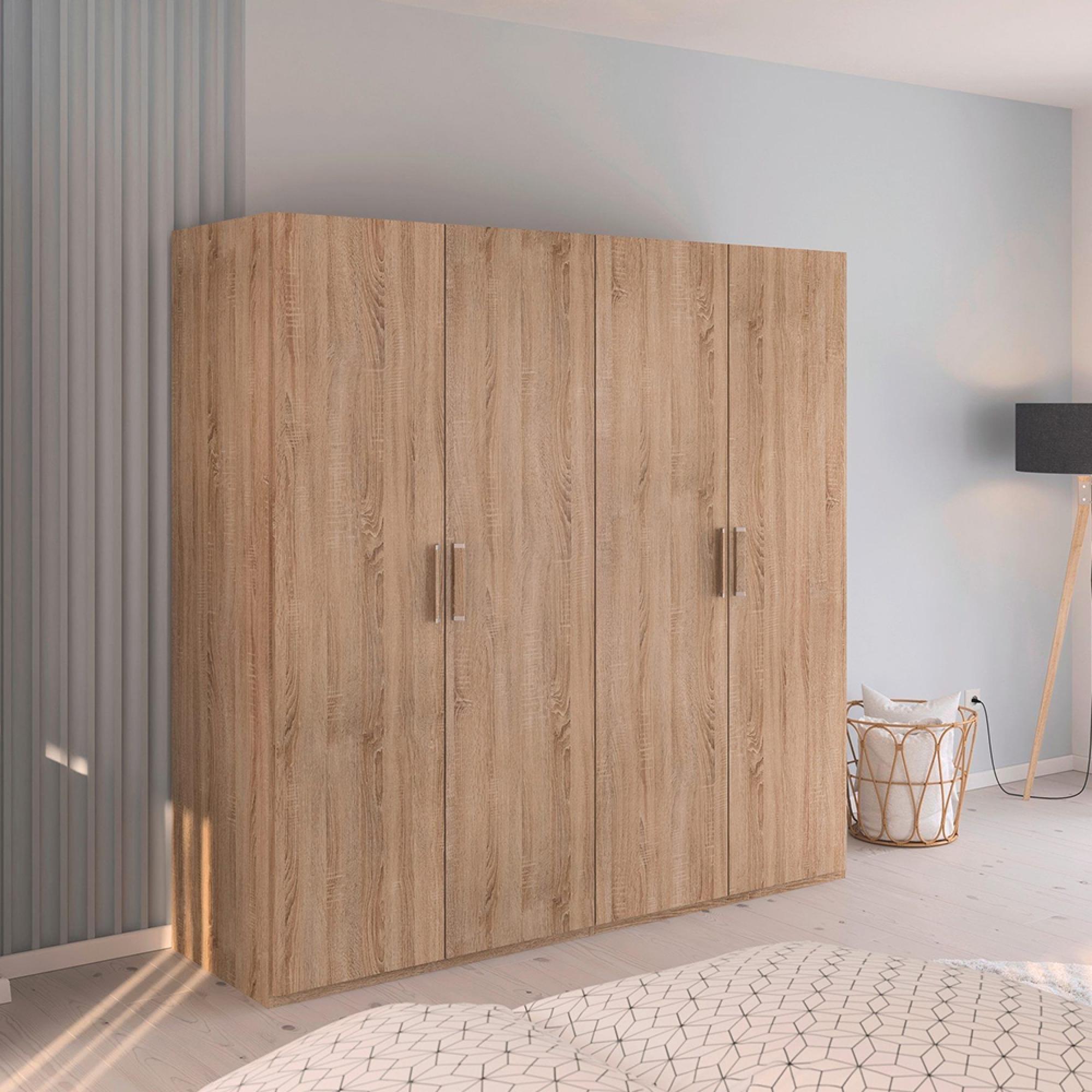 Evelyn Wardrobe - 201cm - 4 Door - H 197cm - Sonoma Oak