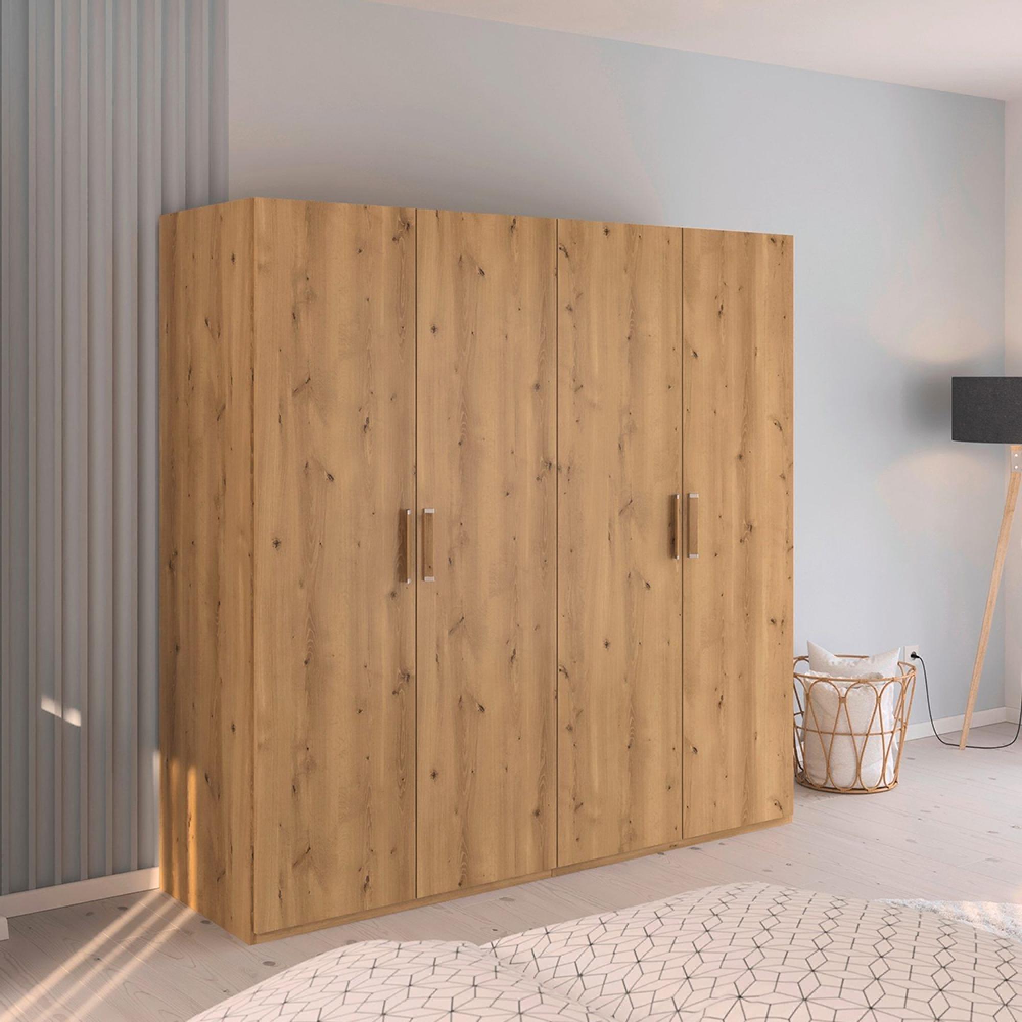 Evelyn Wardrobe - 201cm - 4 Door - H 197cm - Wild Oak