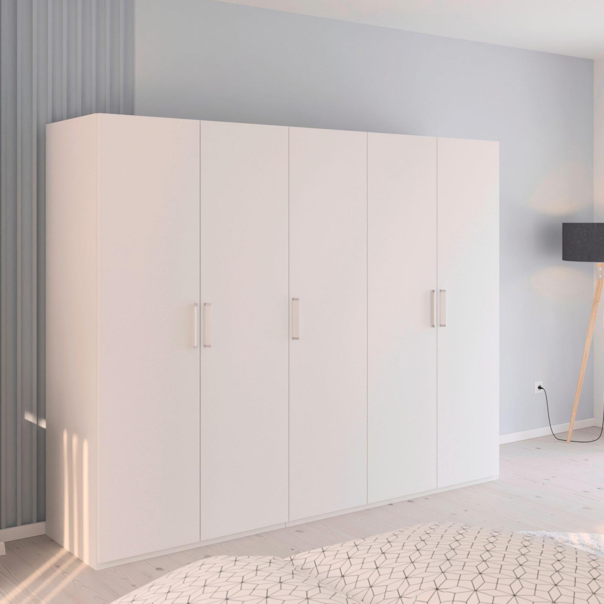 Evelyn Wardrobe - 251cm - 5 Door - H 197cm - Alpine White