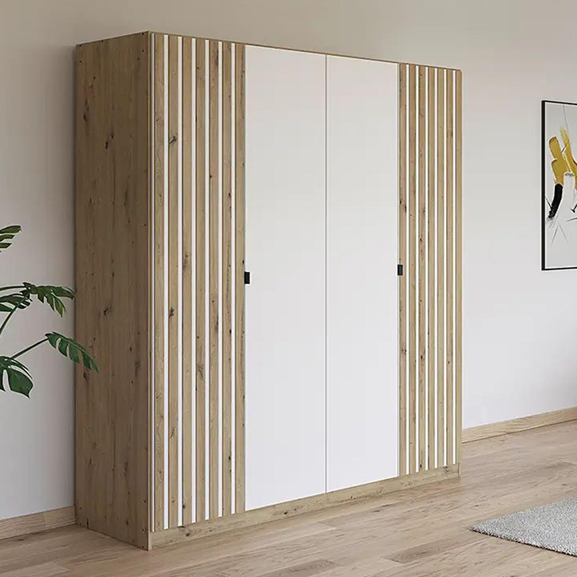 Genua Wardrobe - 181cm - 4 Door - Type A - Artisan Oak & Alpine White
