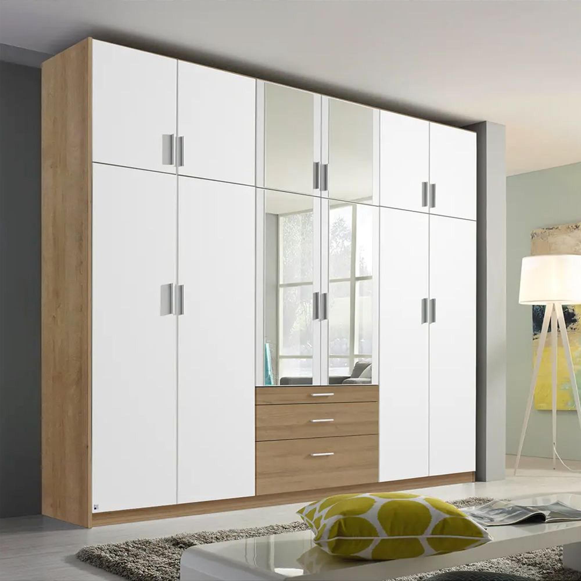 Hildesheim Extra Wardrobe - 271cm - 12 Door - Combi - Sonoma Oak & Alpine White
