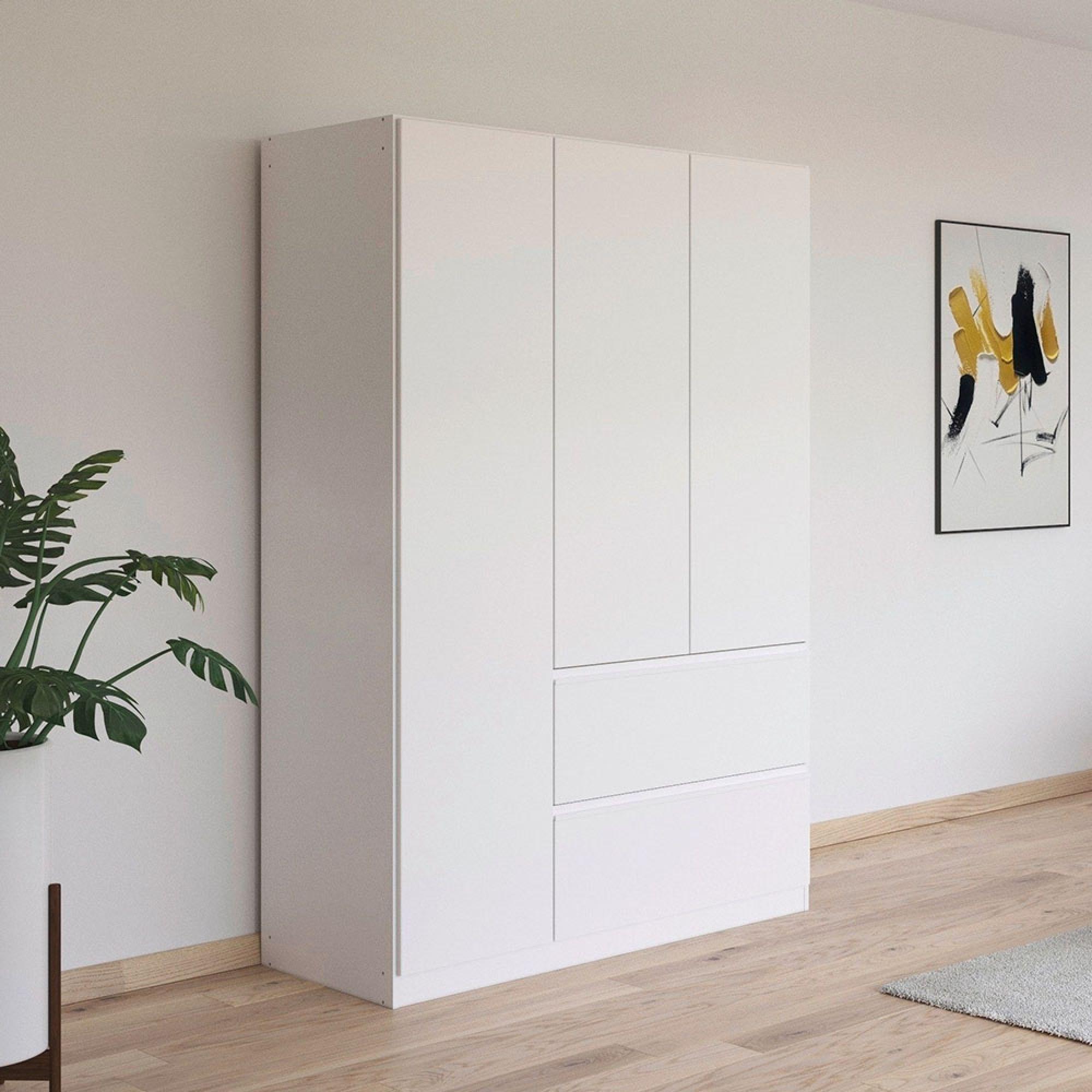 Joel Wardrobe - 136cm - 3 Door - Alpine White