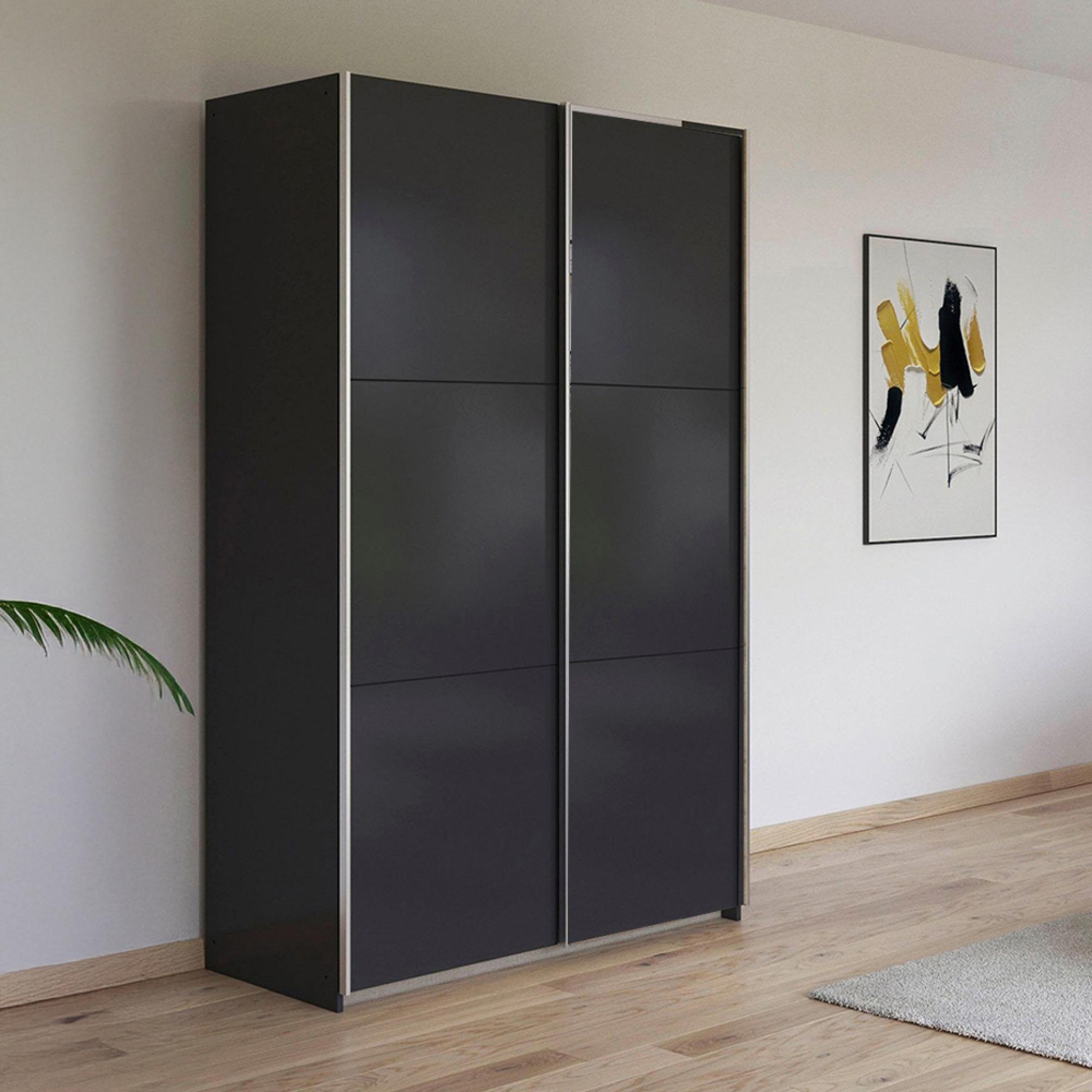 Kronach Sliding Wardrobe - 131cm - 2 Door - Metallic Dark Grey
