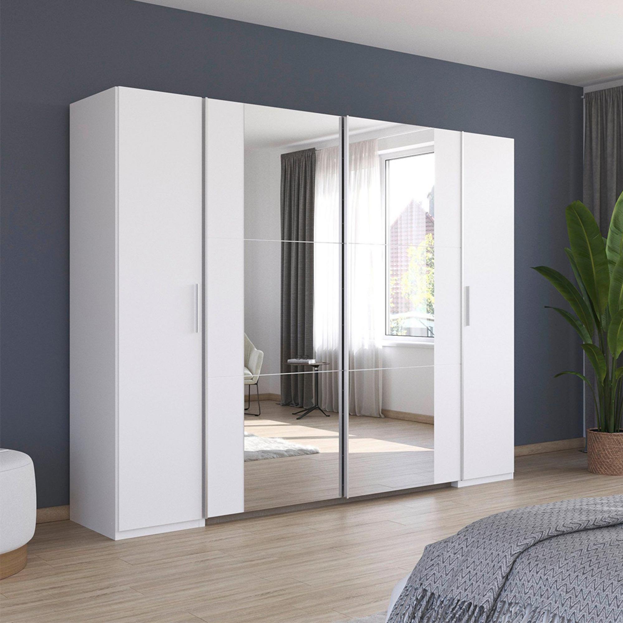 Kronach Mirror Wardrobe - 268cm - 4 Door - Alpine White
