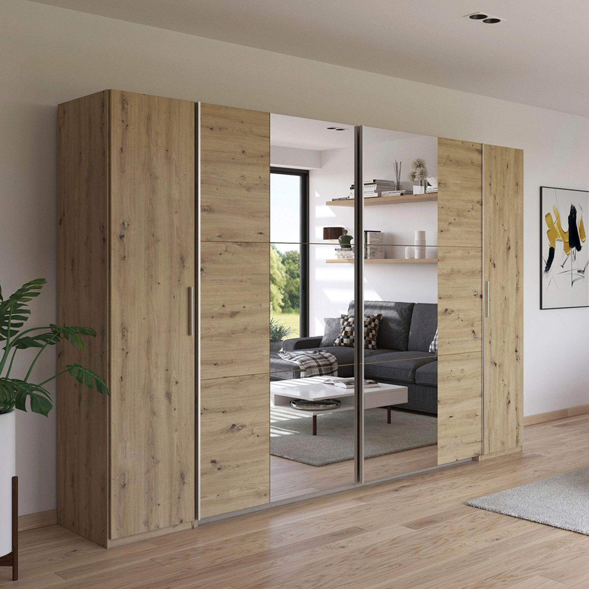 Kronach Mirror Wardrobe - 311cm - 4 Door - Artisan Oak