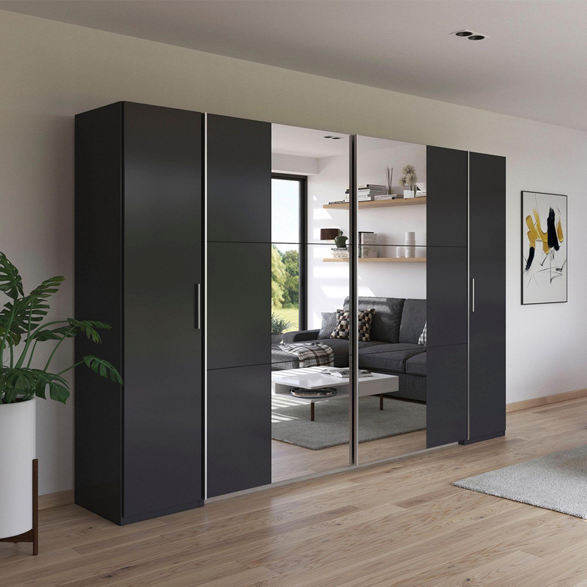 Kronach Mirror Wardrobe - 311cm - 4 Door - Metallic Dark Grey