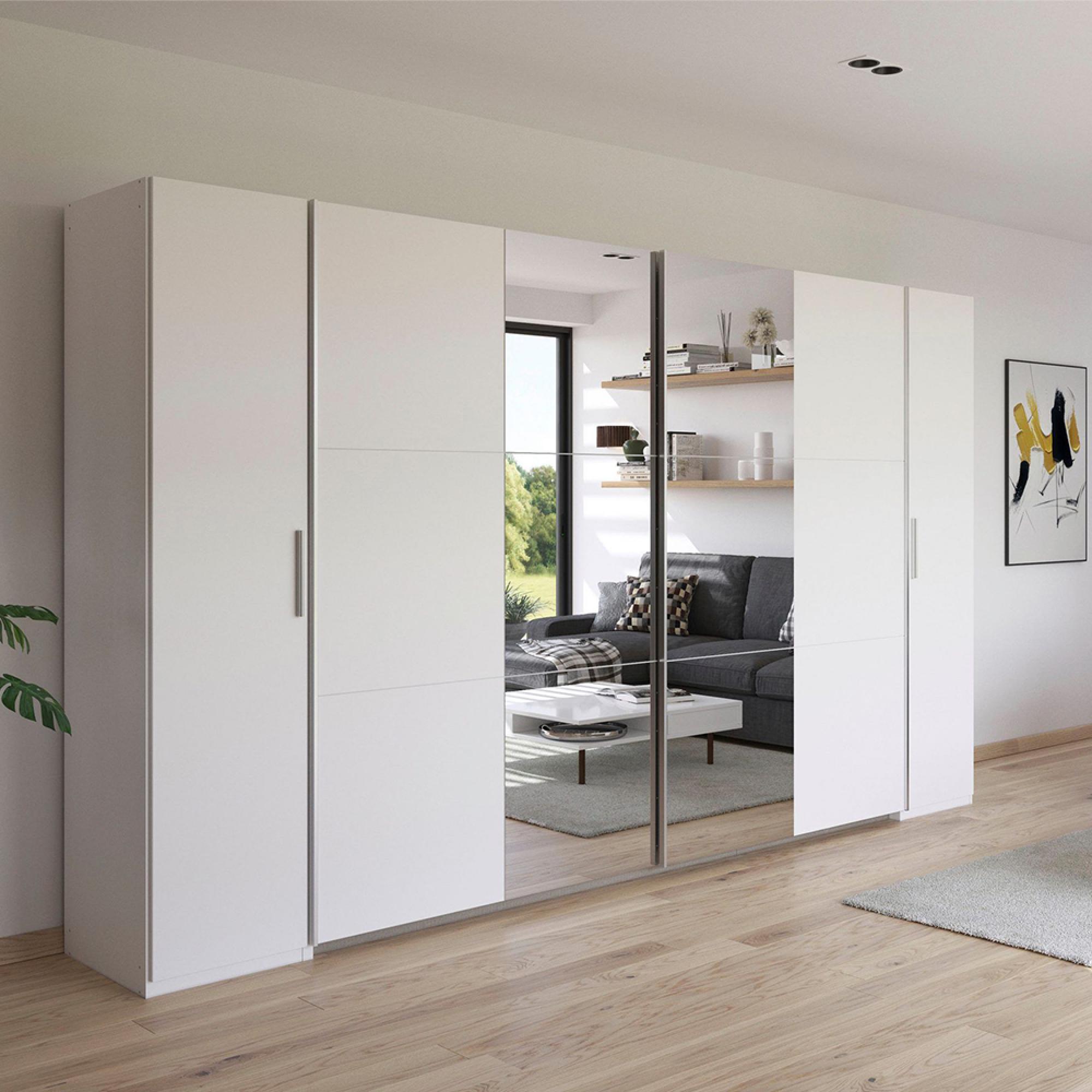 Kronach Mirror Wardrobe - 354cm - 4 Door - Alpine White