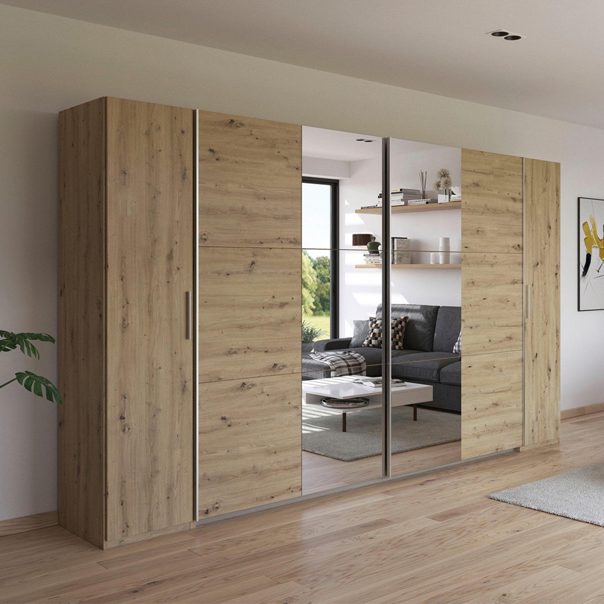 Kronach Mirror Wardrobe - 354cm - 4 Door - Artisan Oak