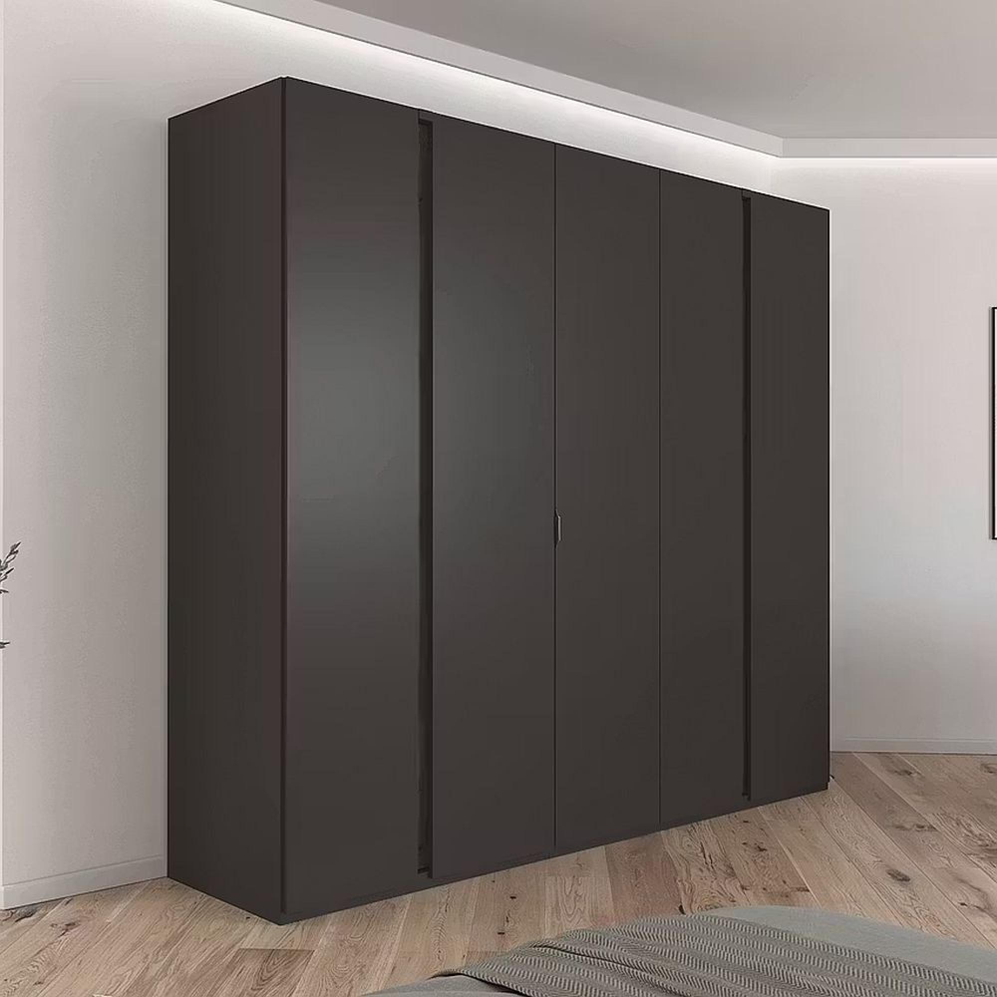 Luana Wardrobe - 251cm - 5 Door - Graphite & Atlantic Dark Oak