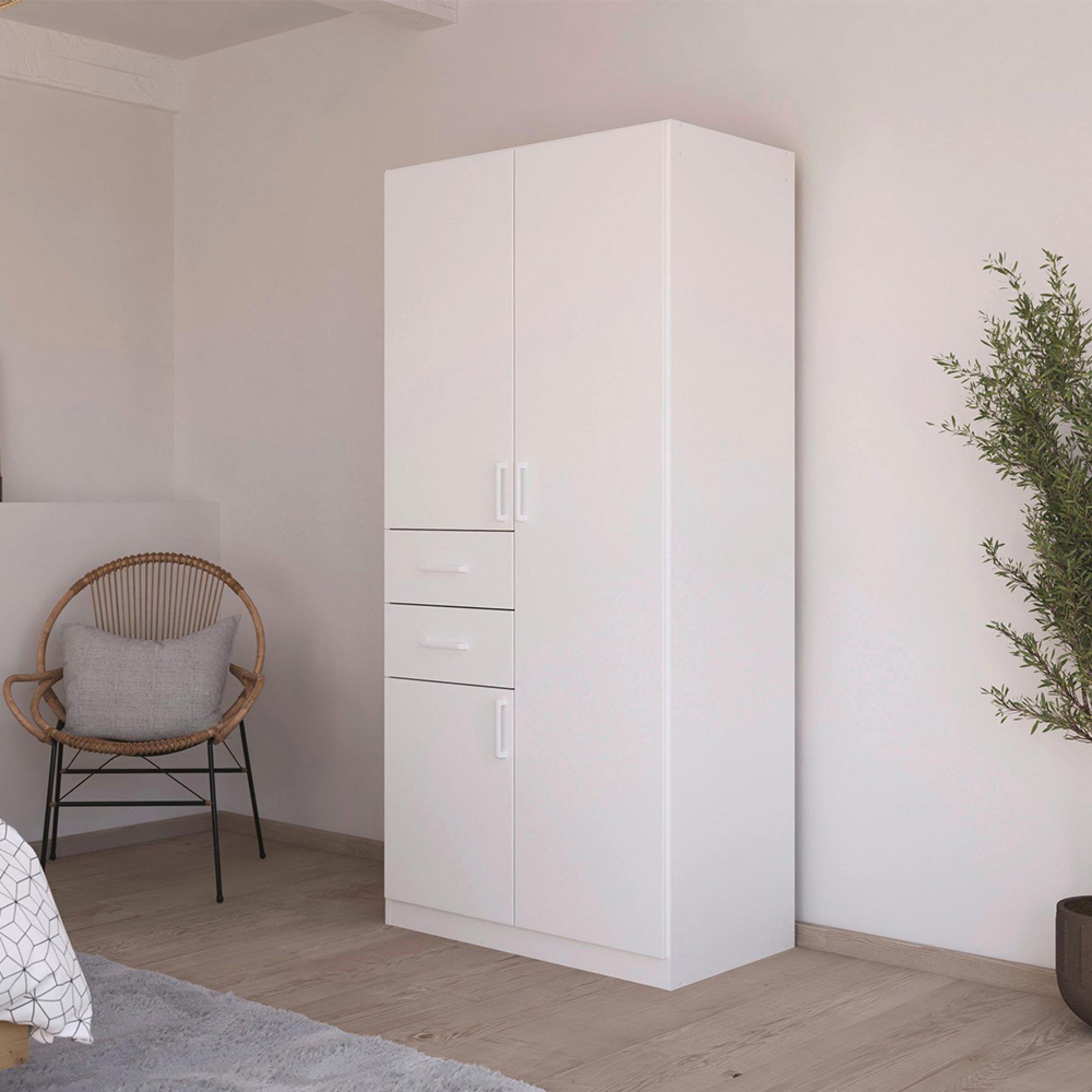 Maika Wardrobe - 91cm - 3 Door - H197cm - Alpine White