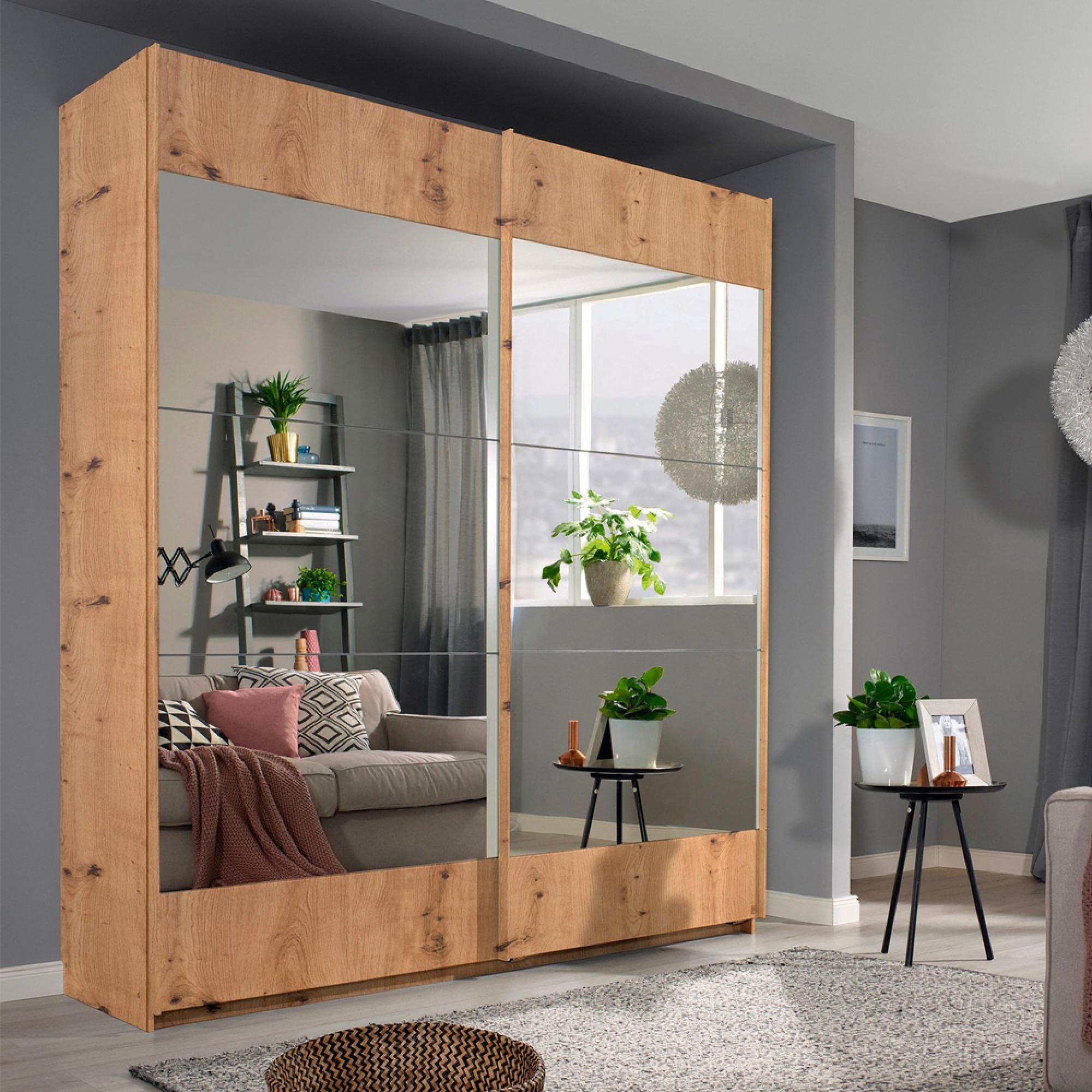 Malibu Sliding Wardrobe - 181cm - 2 Door - Artisan Oak