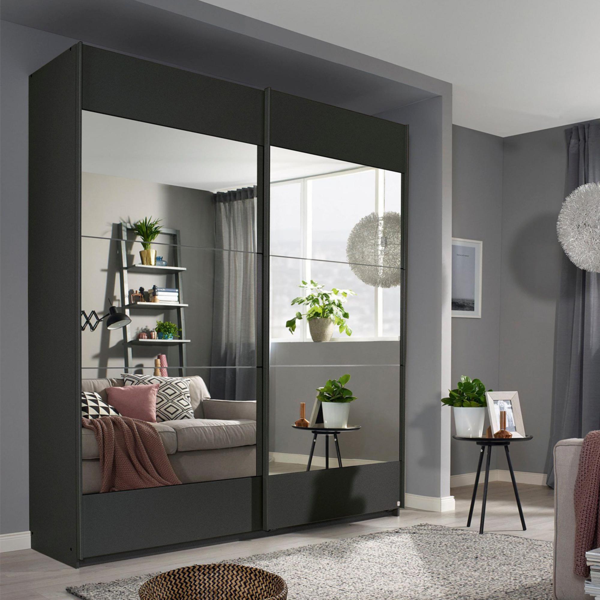 Malibu Sliding Wardrobe - 181cm - 2 Door - Metallic Dark Grey