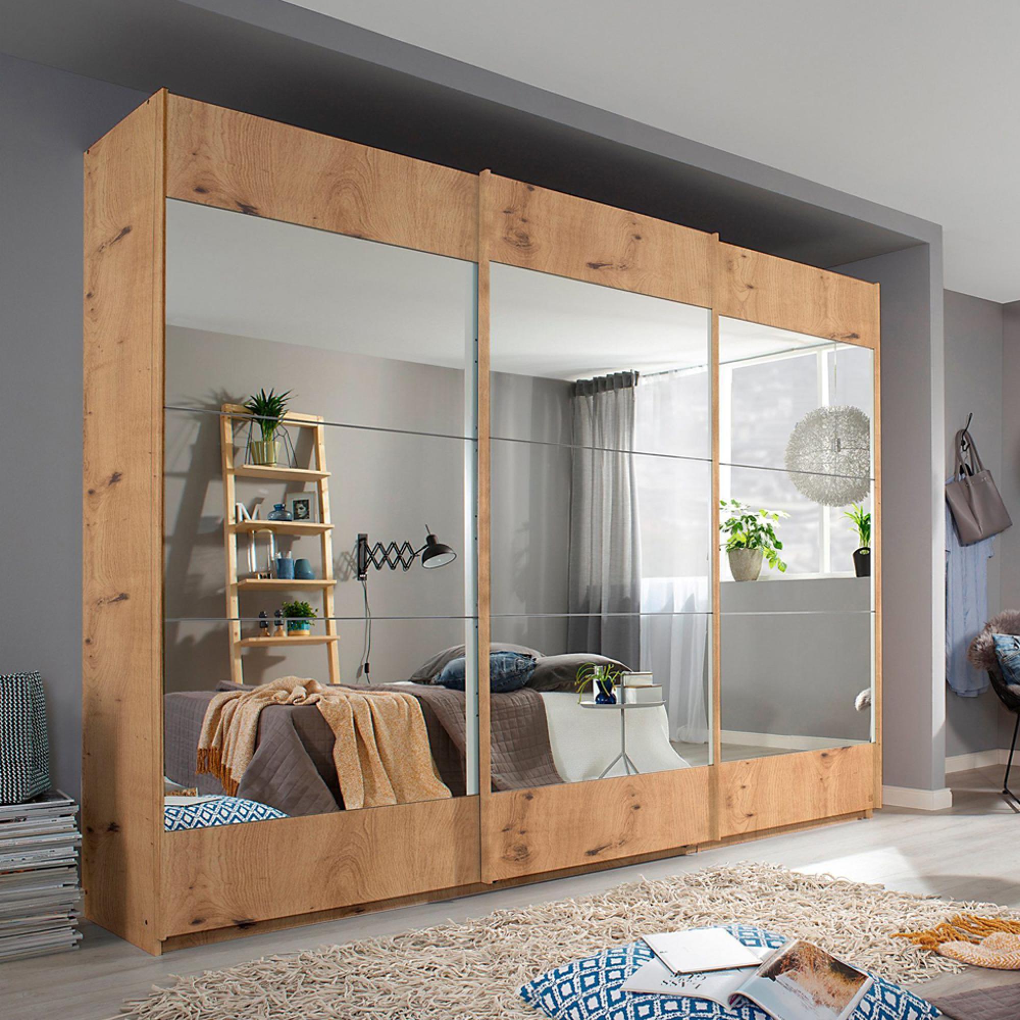 Malibu Sliding Wardrobe - 271cm - 3 Door - Artisan Oak
