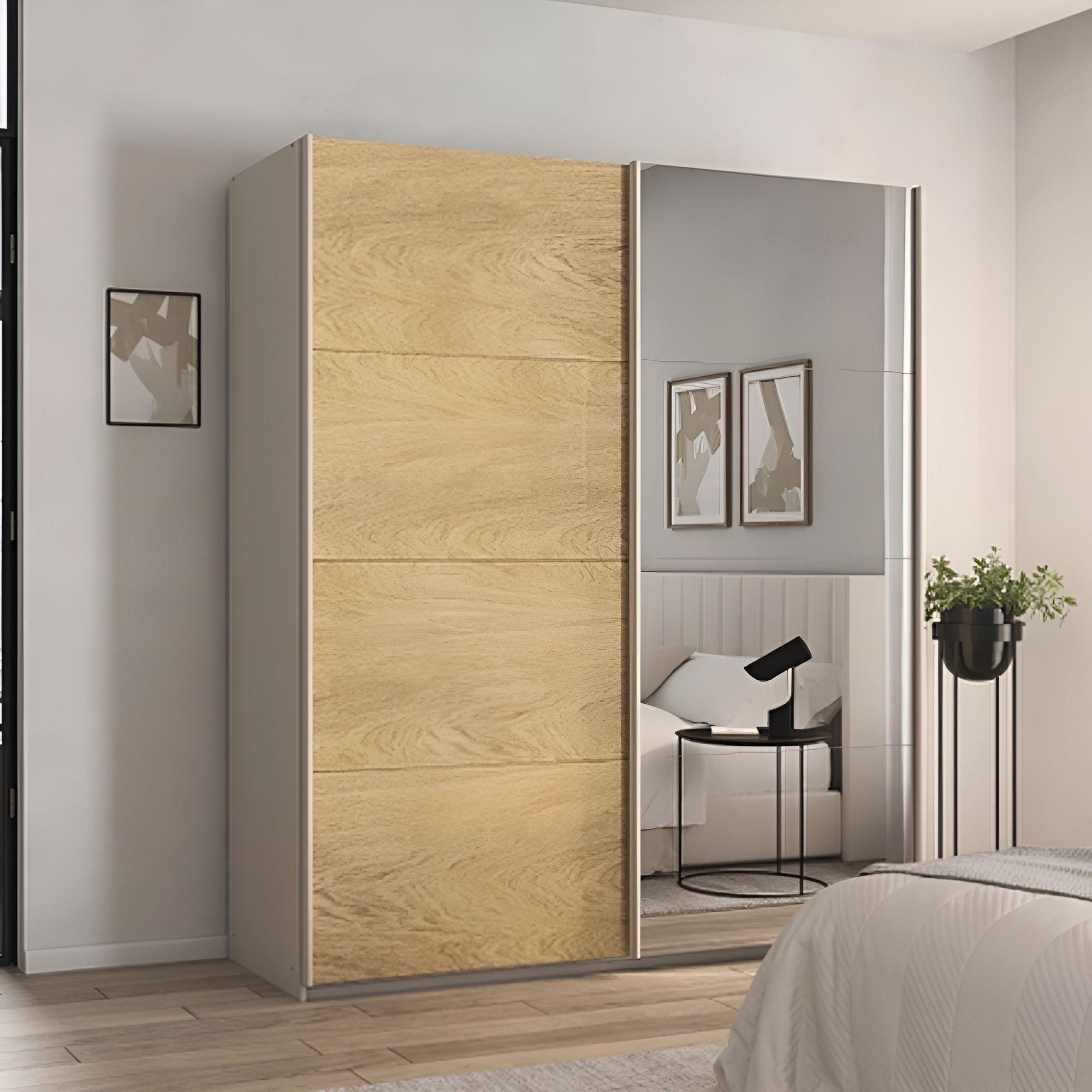 Malva Sliding Mirror Wardrobe - 181cm - 2 Door - Champagne