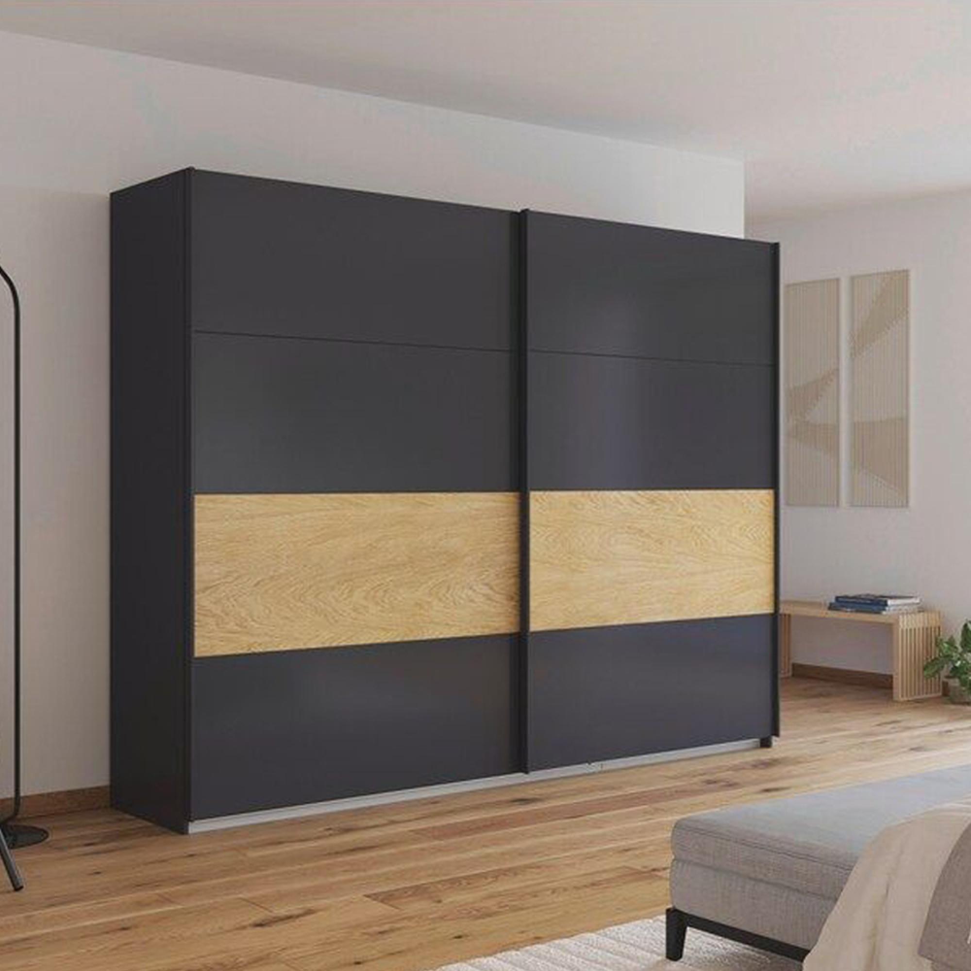 Malva Sliding Wardrobe - 271cm - 2 Door - Metallic Dark Grey